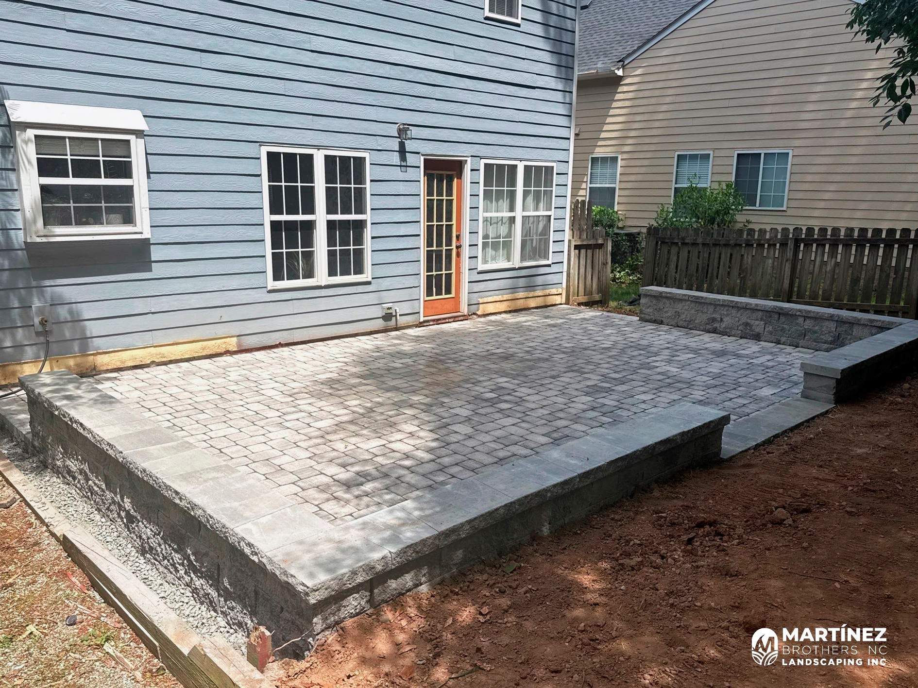 Paver patio with drainage in Durham by Martinez Brother’s Nc Landscaping Inc