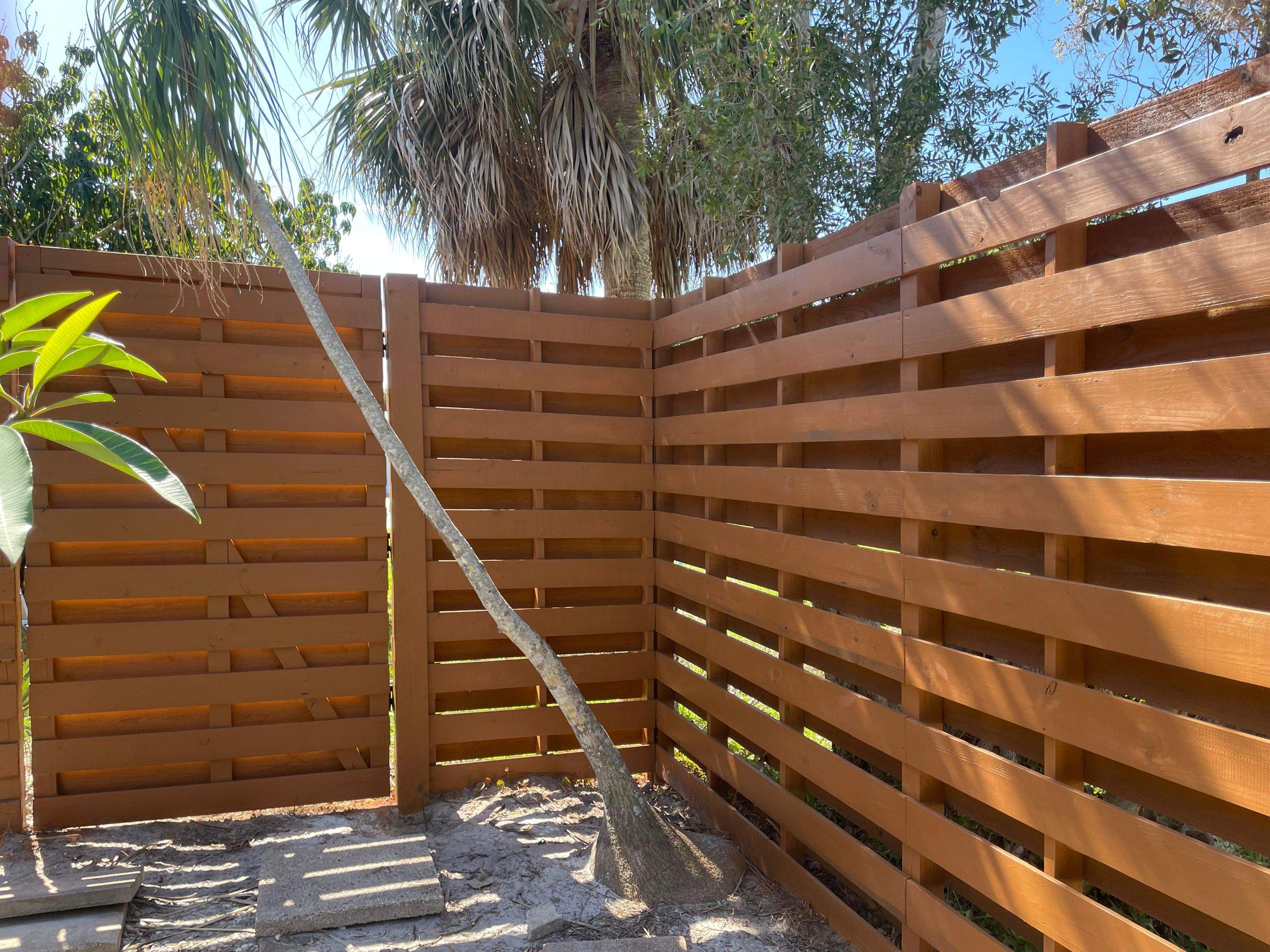 8'H Stained Shadowbox Wood in Nokomis by True Fence LLC