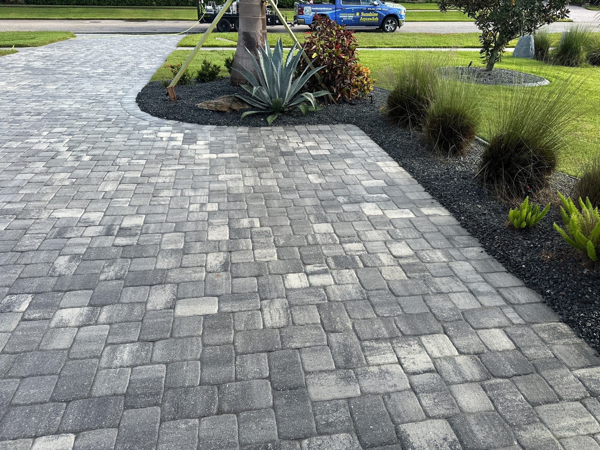 Paver Driveway, Sidewalk, and Culvert Cleaning in Winding River Community, Bradenton, FL by Sunshine AquaWash