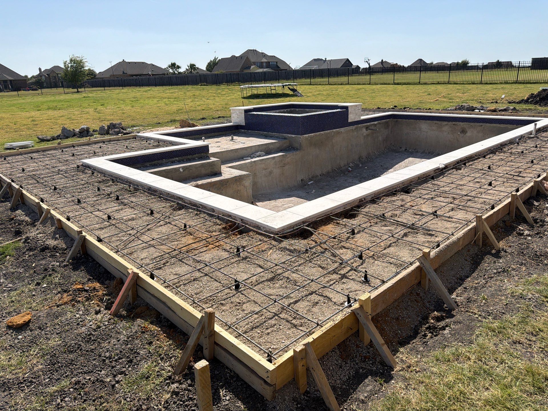 Modern Geometric Pool with Raised Spa by Pinnacle Pools and Spas - DFW