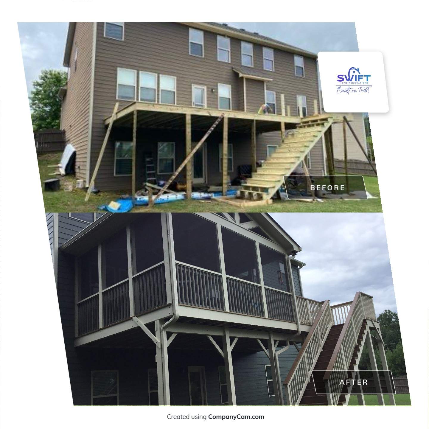 Elevated Screened-In Porch and Deck Installation in Canton by Swift Home Renovations