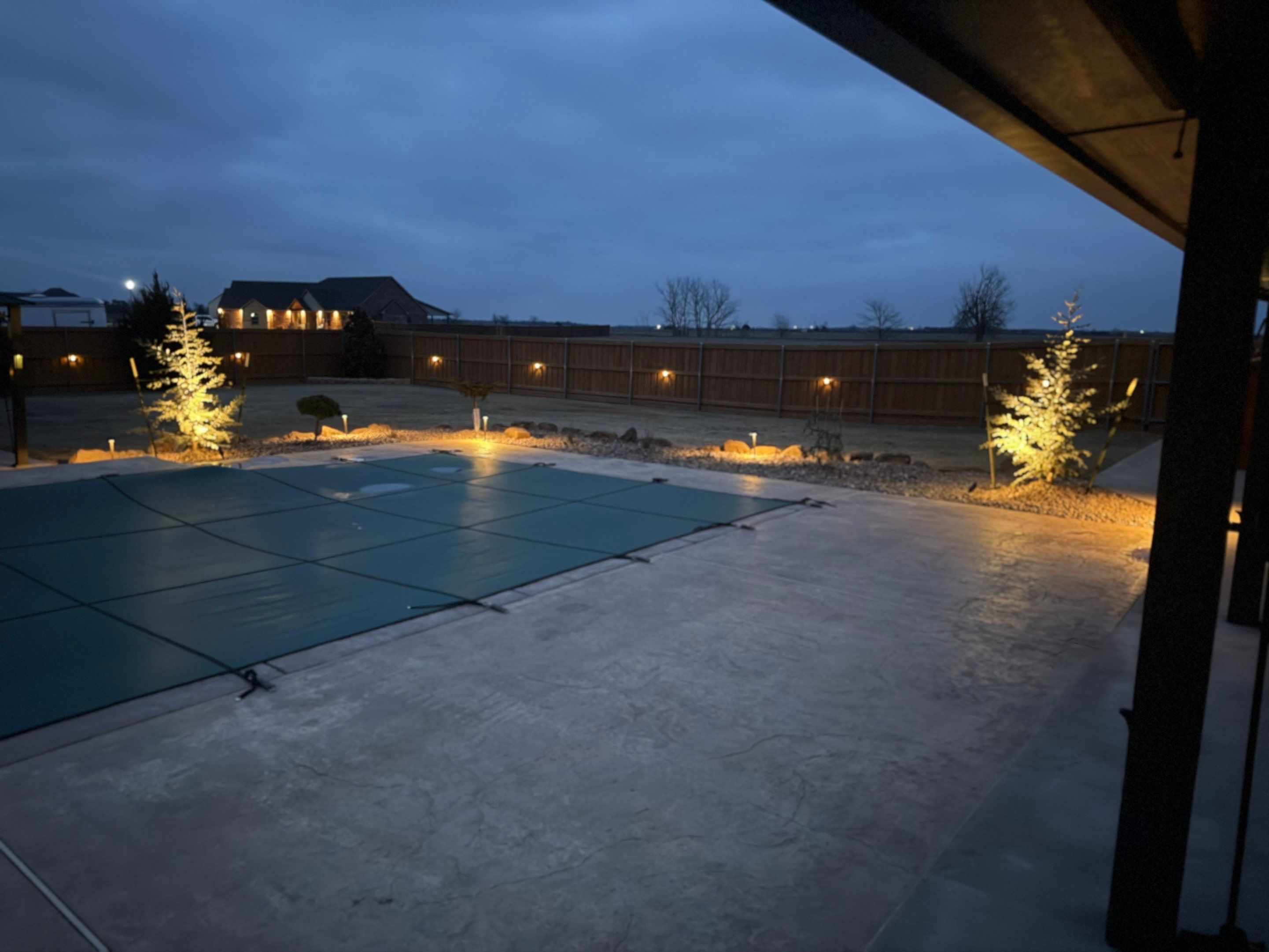 Landscape installation w/ irrigation and landscape lighting by Clays Services Inc
