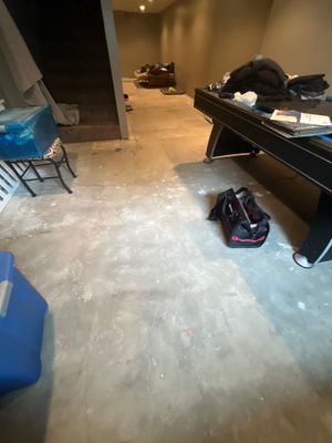 Custom Multi-Fleck Epoxy Floor Coating for Residential Basement
