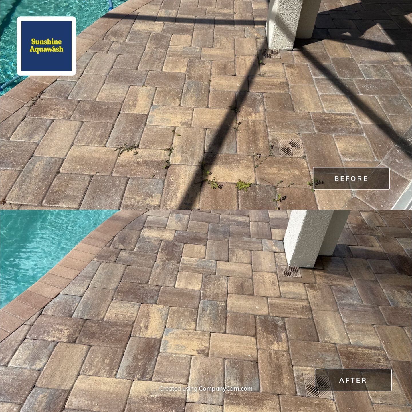 Paver Pool Deck Cleaning & Pool Cage Screen Cleaning in Tara Community – Bradenton, FL by Sunshine AquaWash