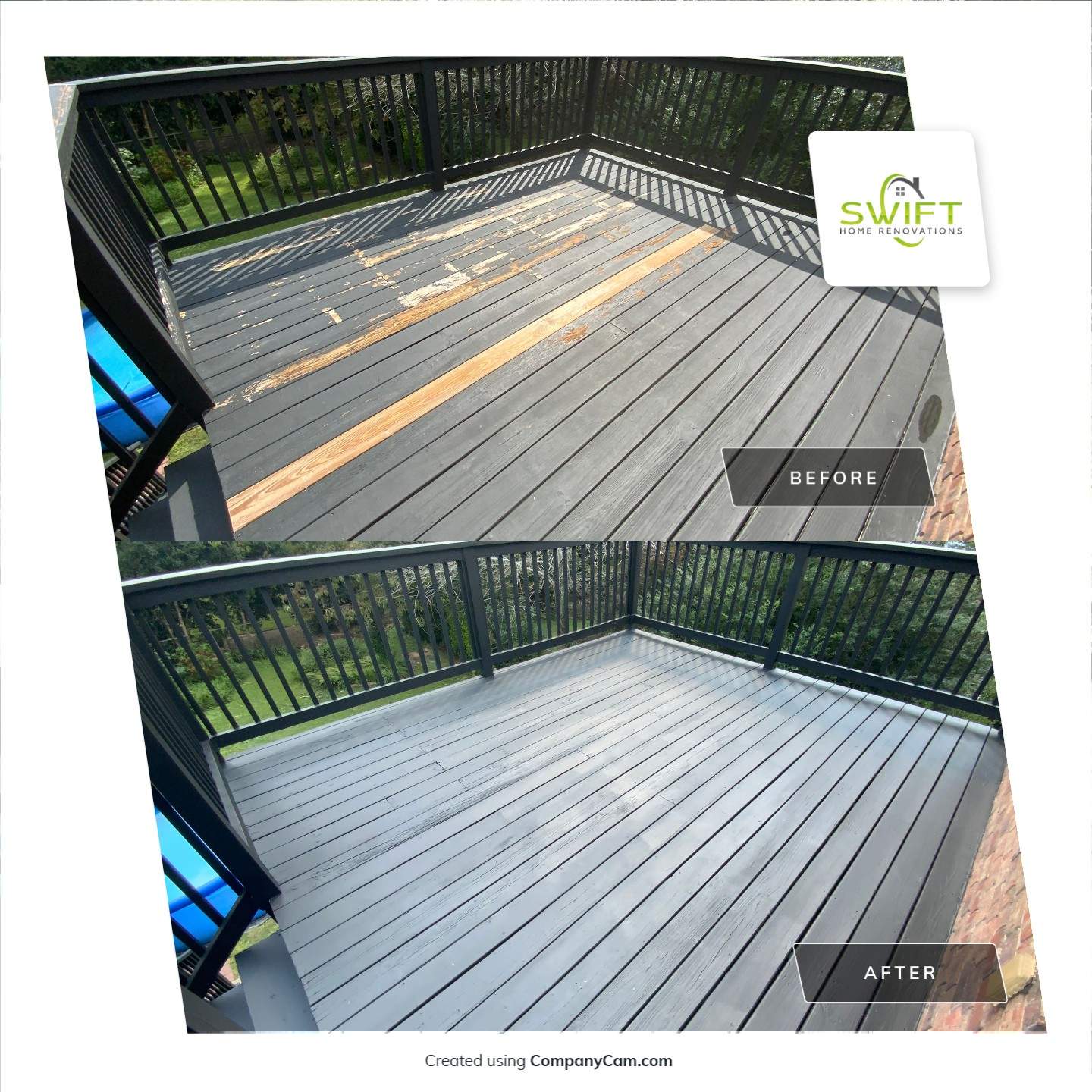 Full Exterior Trim Painting and Multi-Level Deck Staining by Swift Home Renovations
