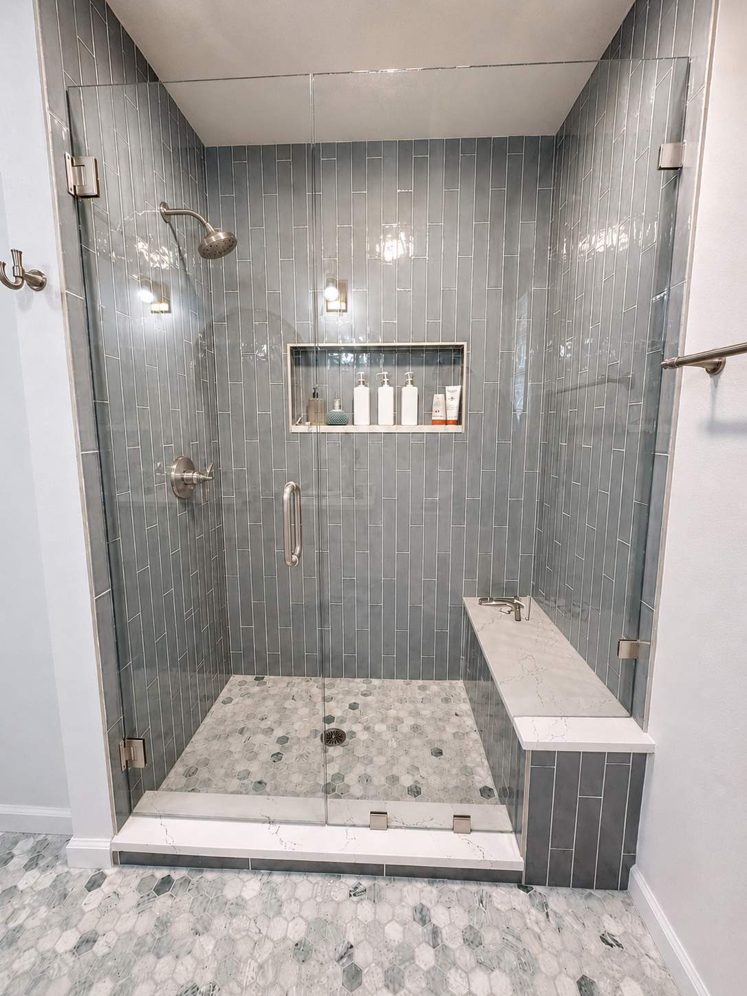 Northwood Bathroom Remodel with Vertical Stack Tile Shower by Legacy Bath and Kitchen