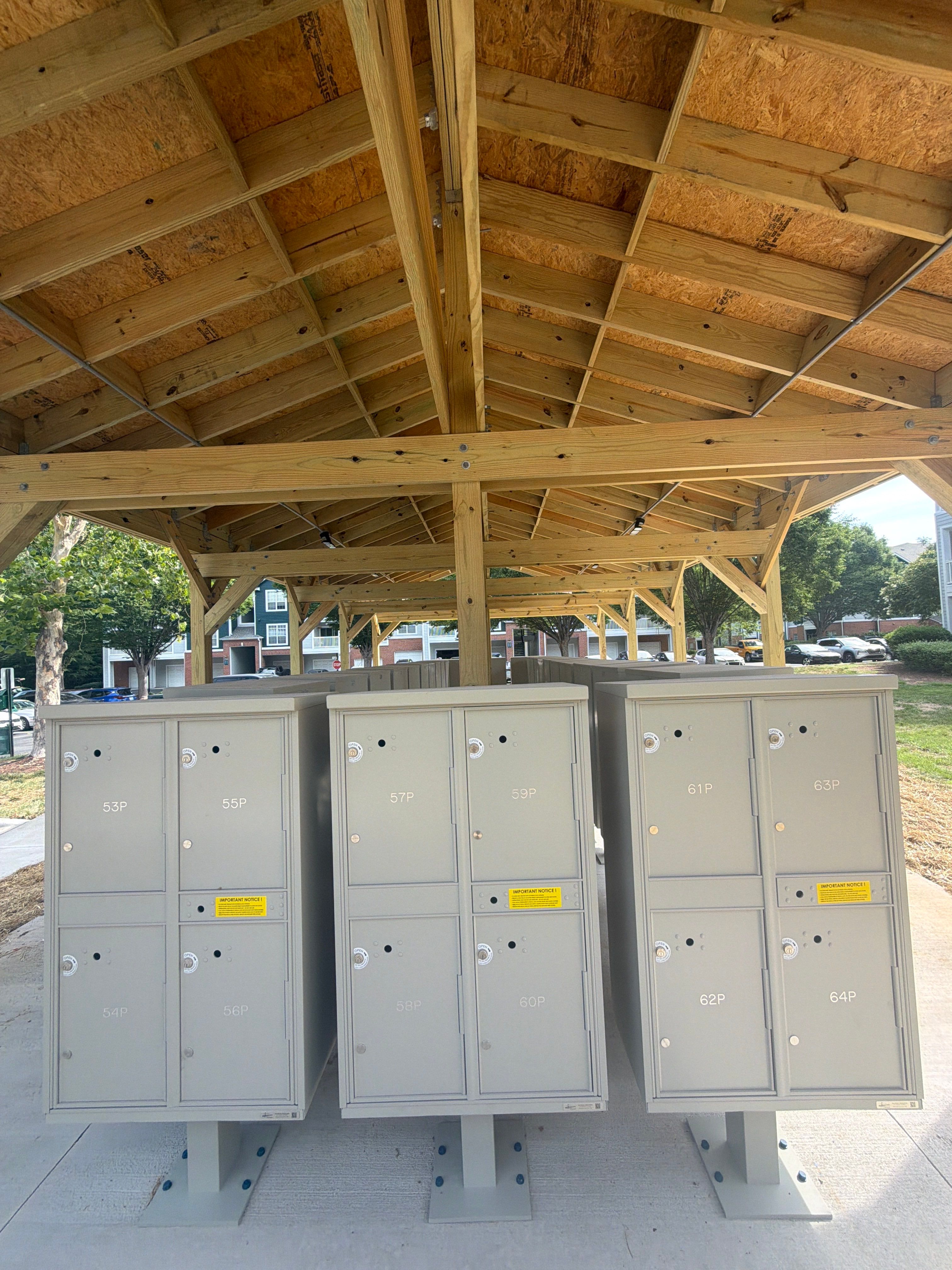 Custom Timber Frame Pavilion for Cluster Mailbox Units in Raleigh by Billy Weatherspoon Contractor
