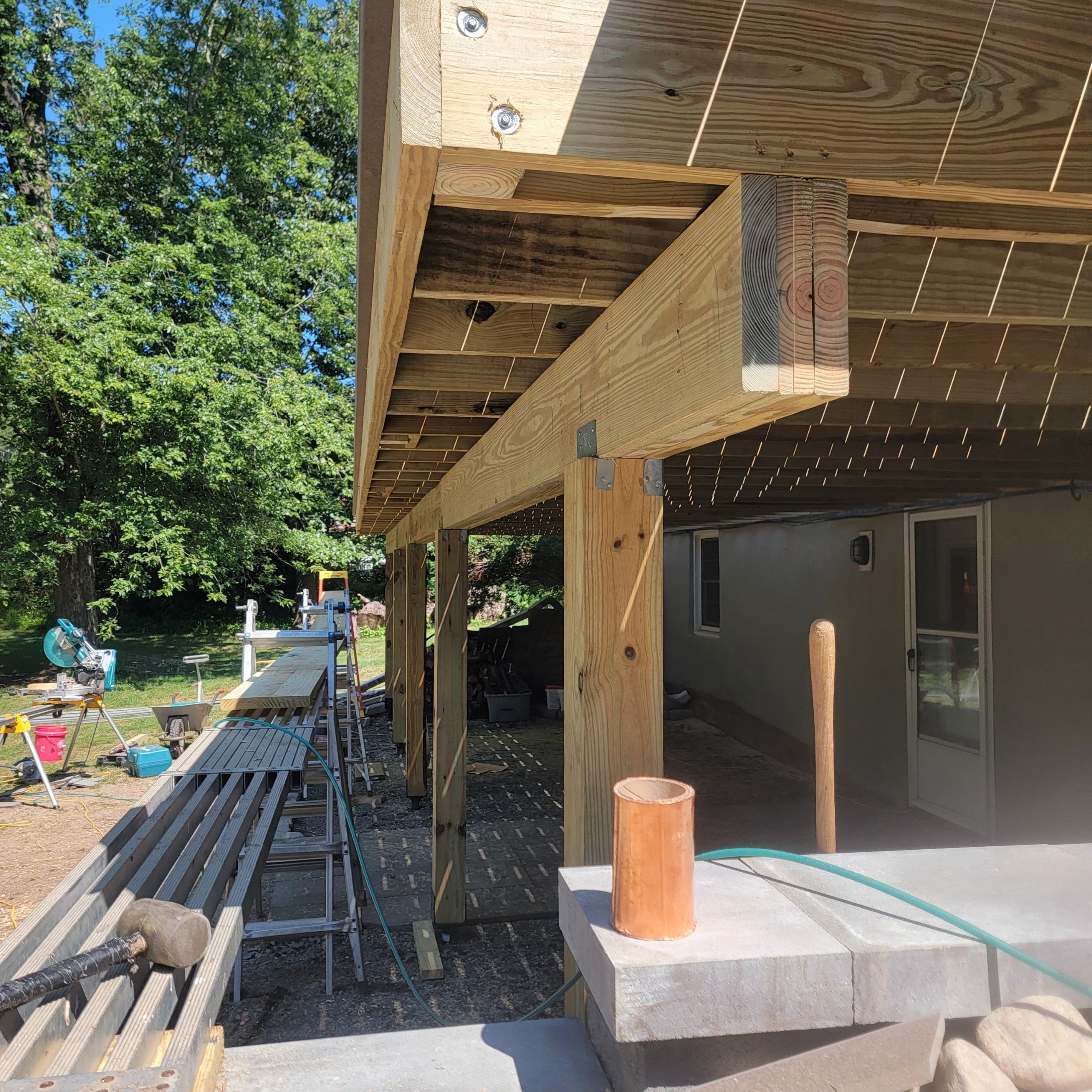 Deck replacement using Trex Select Pebble Gray and transcend White railing. by DiGiorgi Roofing and Siding Inc