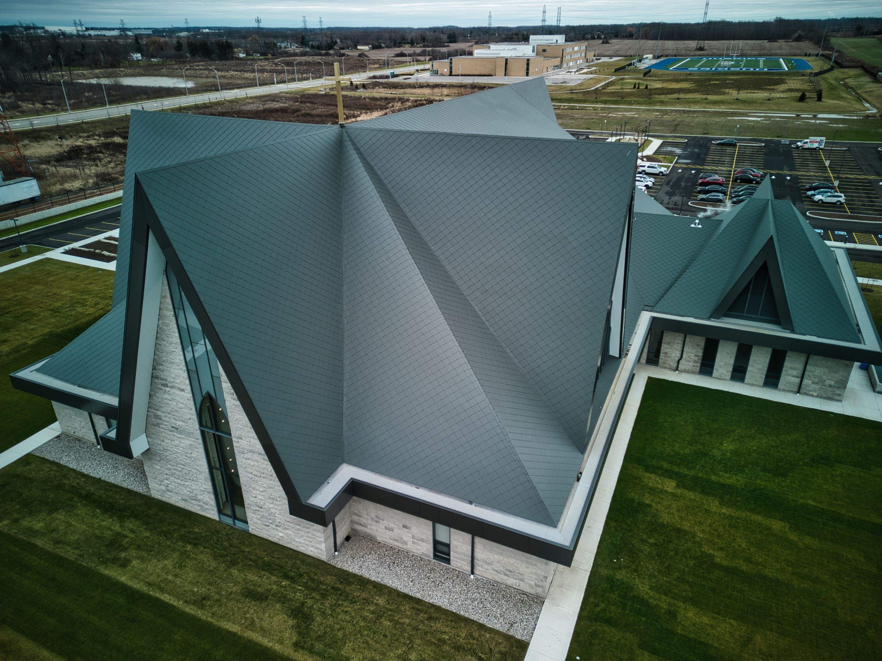 Commercial Roofing Installation using Diamond Tile Metal Shingles , Tpo Flat Roof by Jay Carter Roofing & Sheet Metal