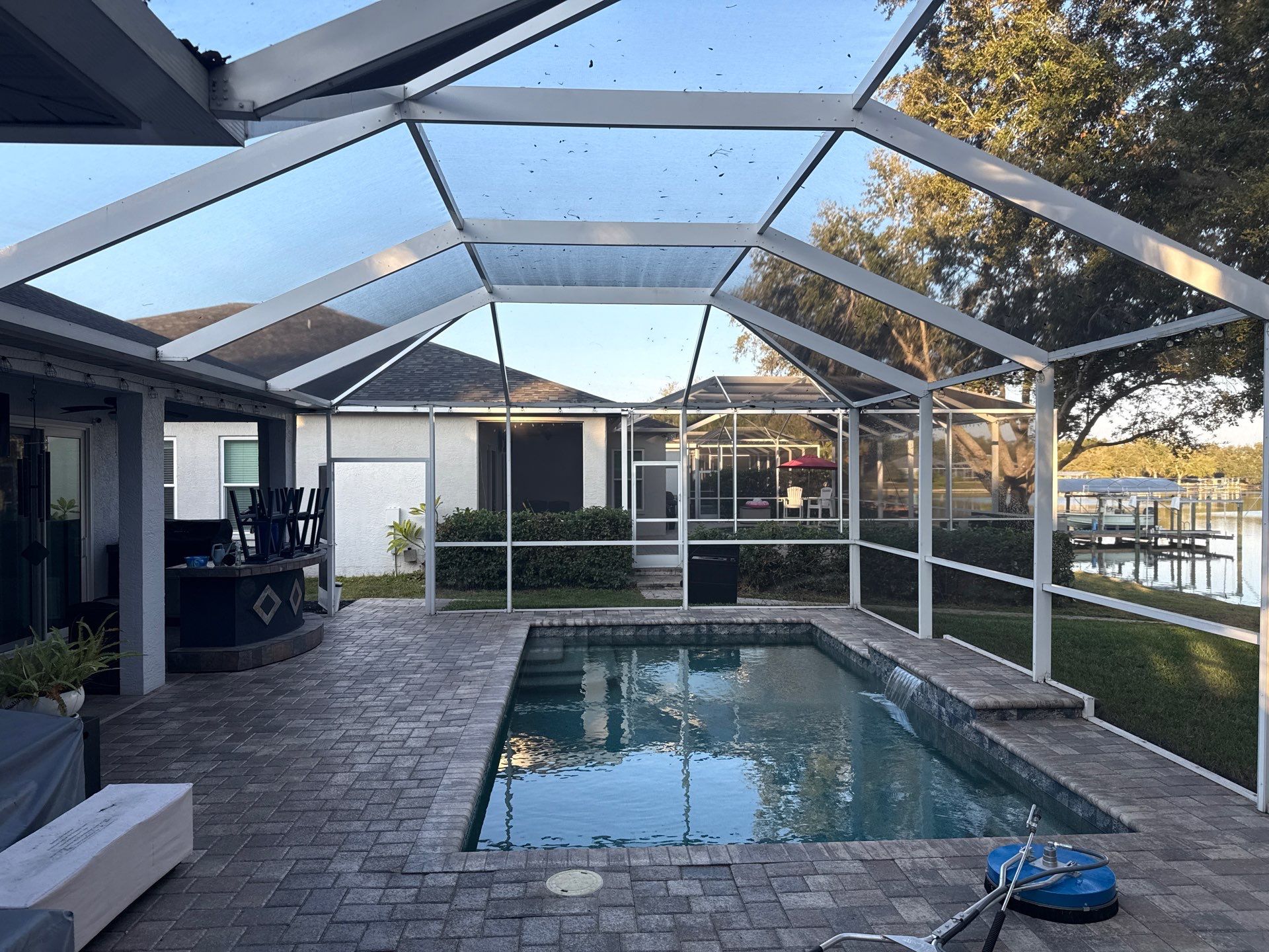Paver Pool Deck Cleaning & Pool Cage Cleaning in River Point of Manatee – Bradenton, FL by Sunshine AquaWash