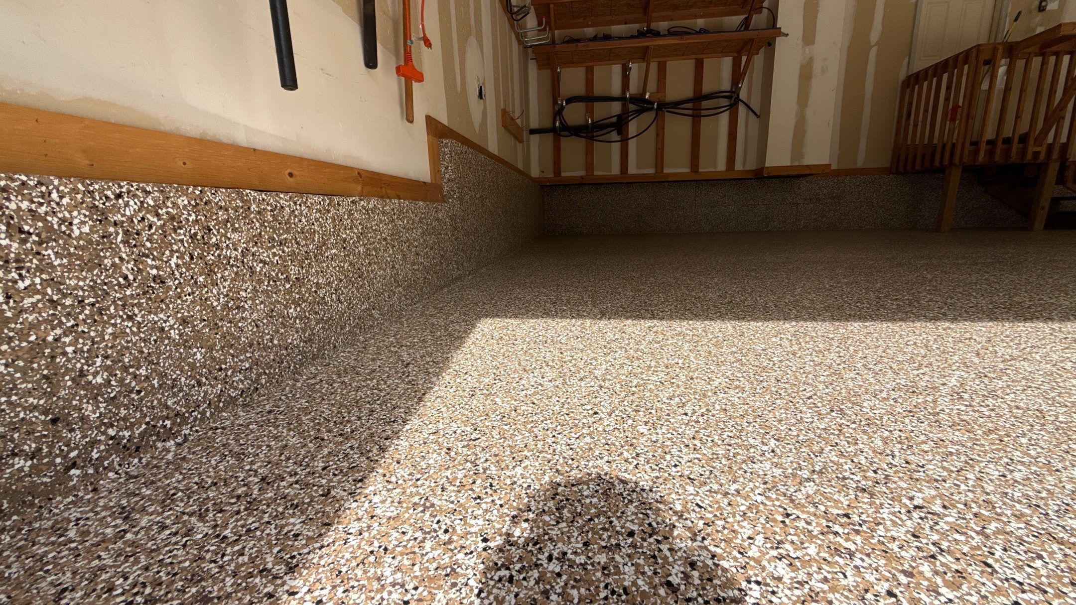 Jan's New Bean Flake Floor Looks Amazing by Banner Garage