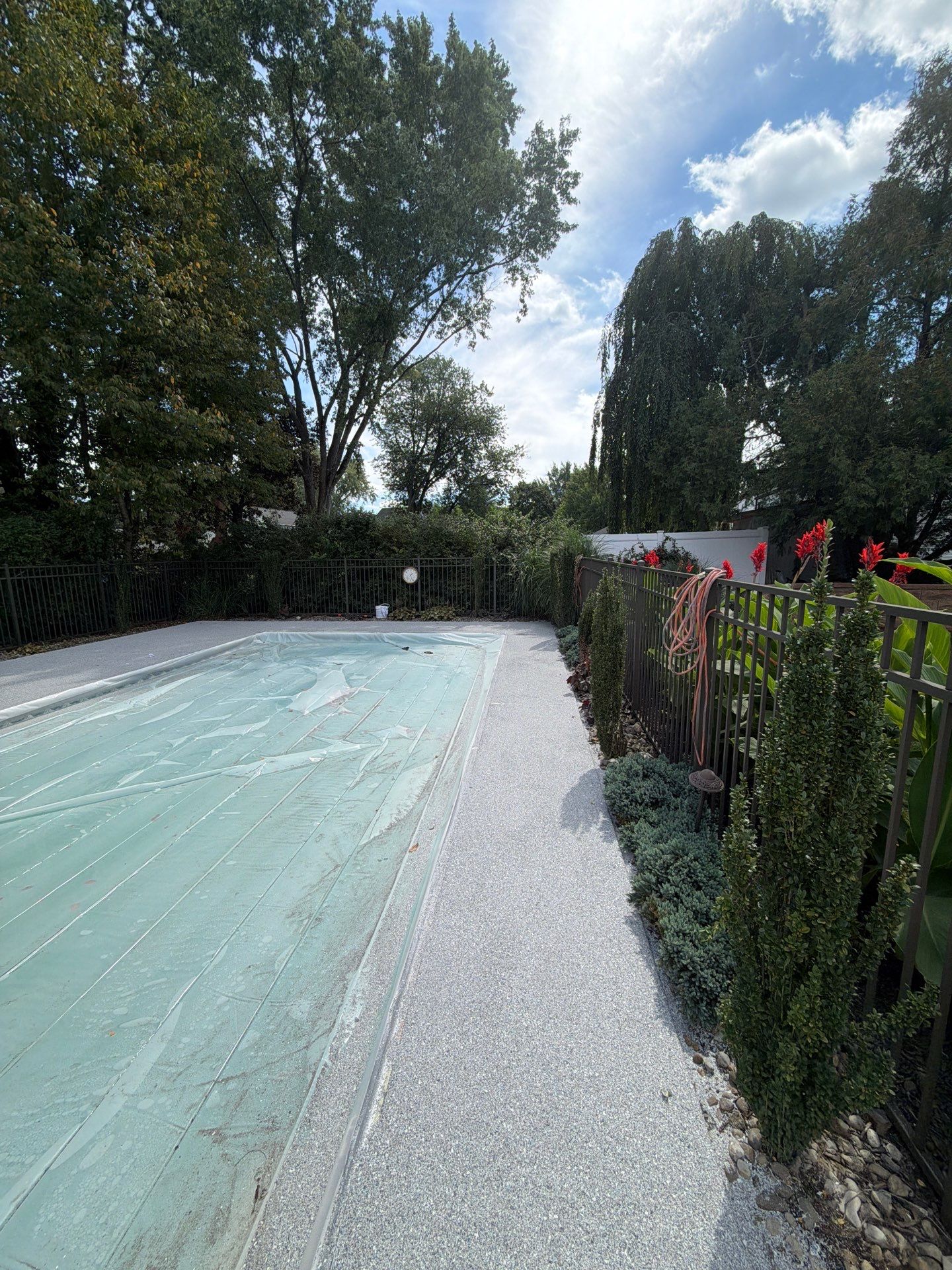 Blue Granite Pool Patio Concrete Coating in Lincoln Park by Spectrum Painting, LLC