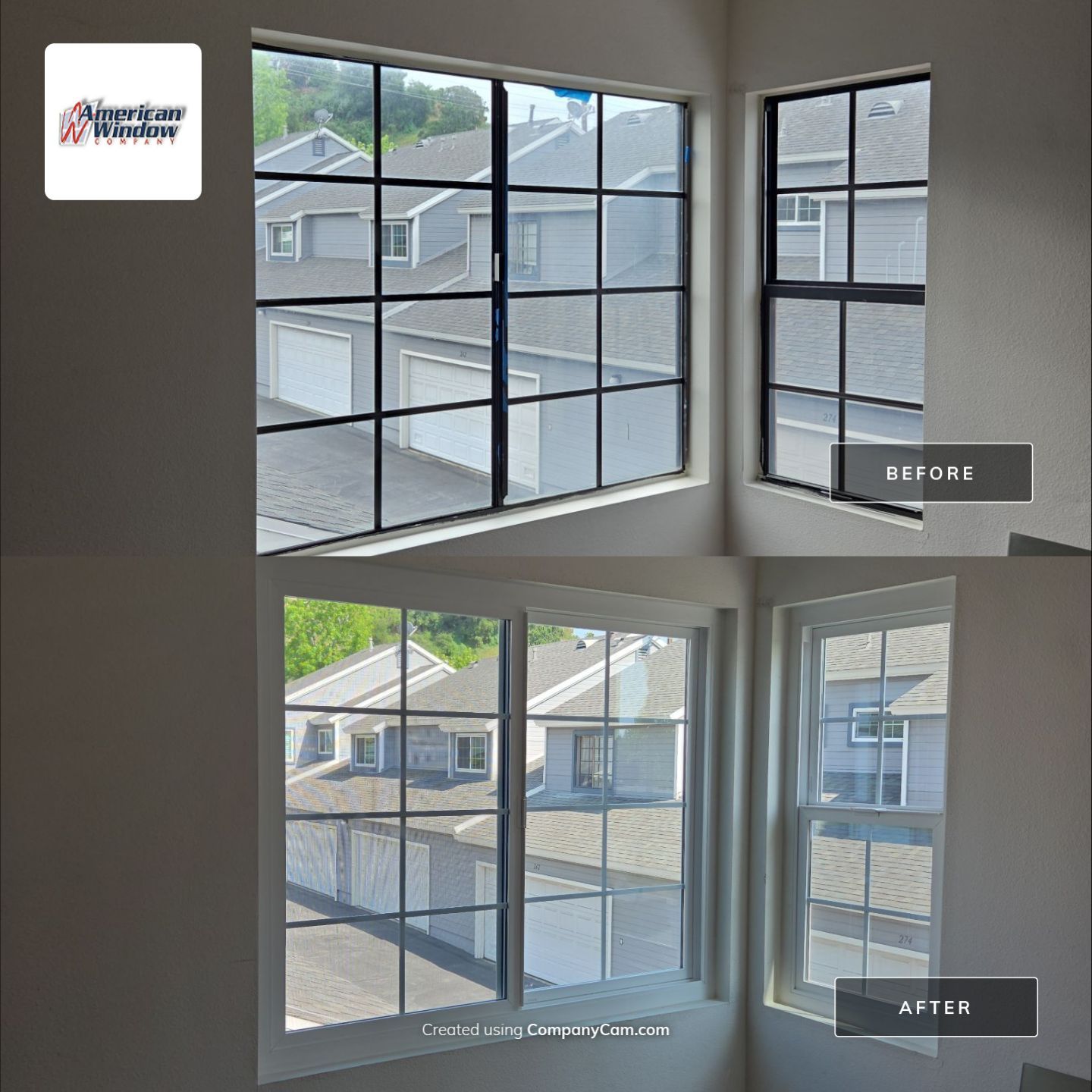 Window Installation using Milgard V300 Trinsic with grids by American Window Company
