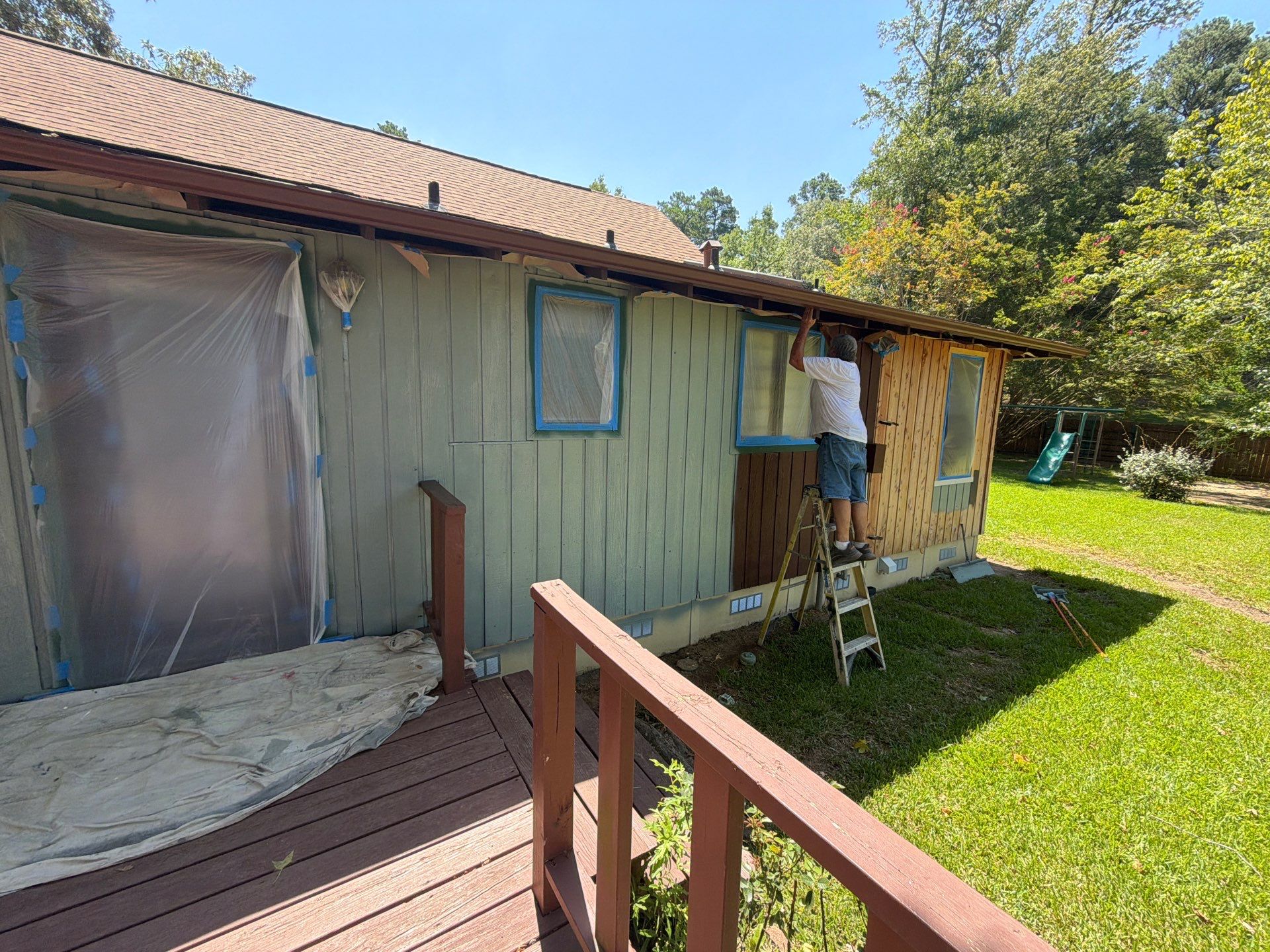Careful Stain Work & Fresh Color on Unique Property Tyler, TX by Quality Coats Painting