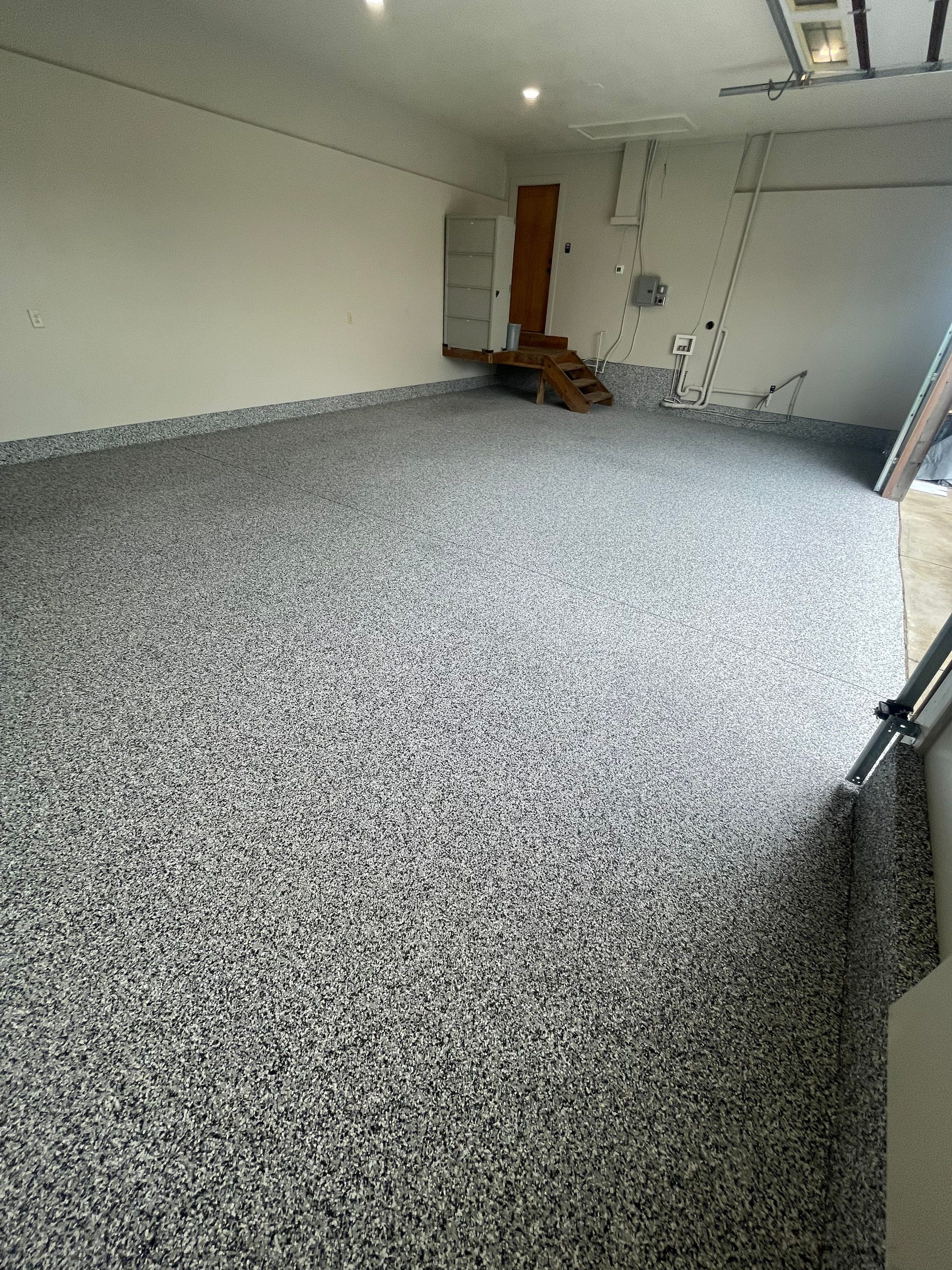 Domino Flake Floor Coating and Crack Repair in Chancellor by Select Painting, Coatings & Garage Cabinets