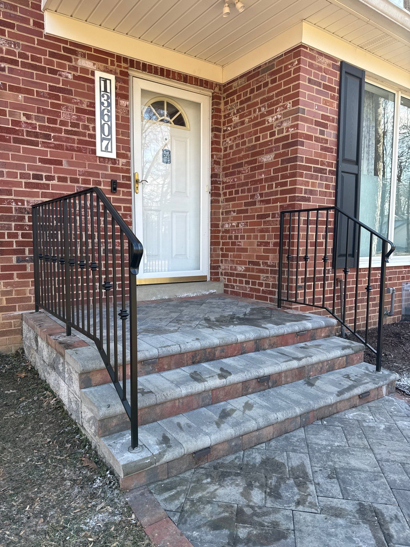 Custom Exterior Iron Railing with Ornamental Detail by Capitol Iron Works