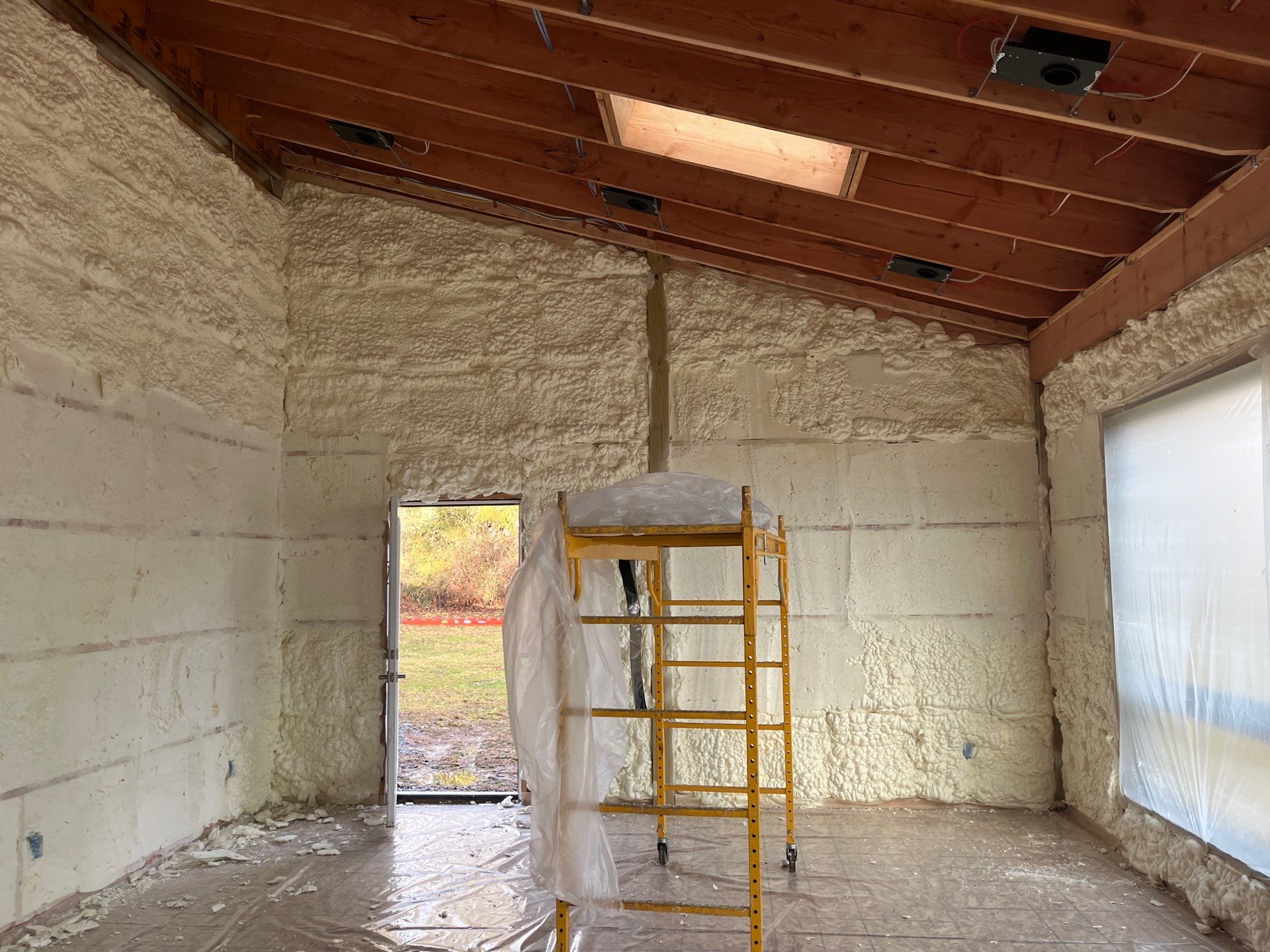 Open Cell Spray Foam to a Pole Barn by NYS Foam & Energy