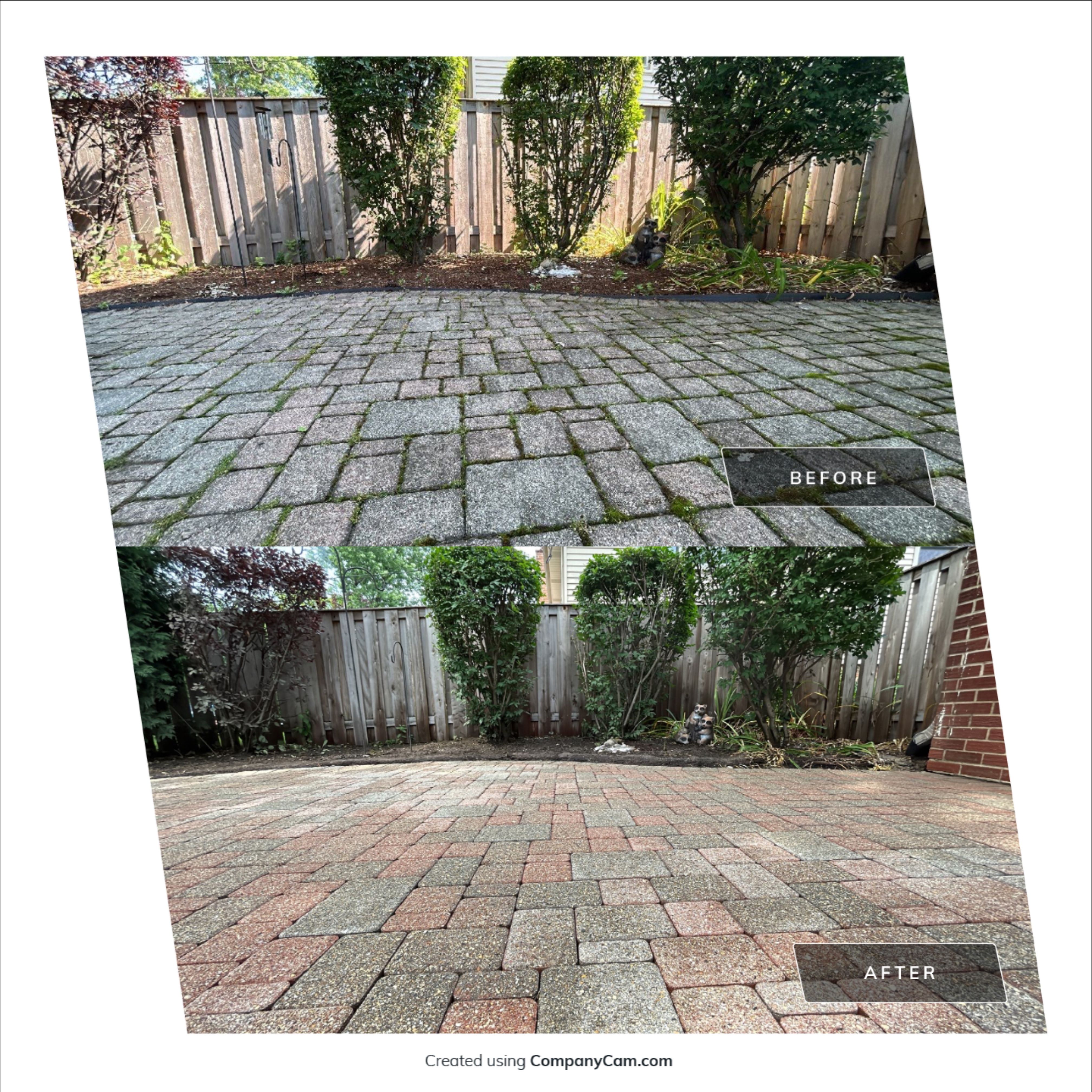 Brick paver clean, sand and seal. using Algaecide, soft wash soap by Northern Power Washing LLC.