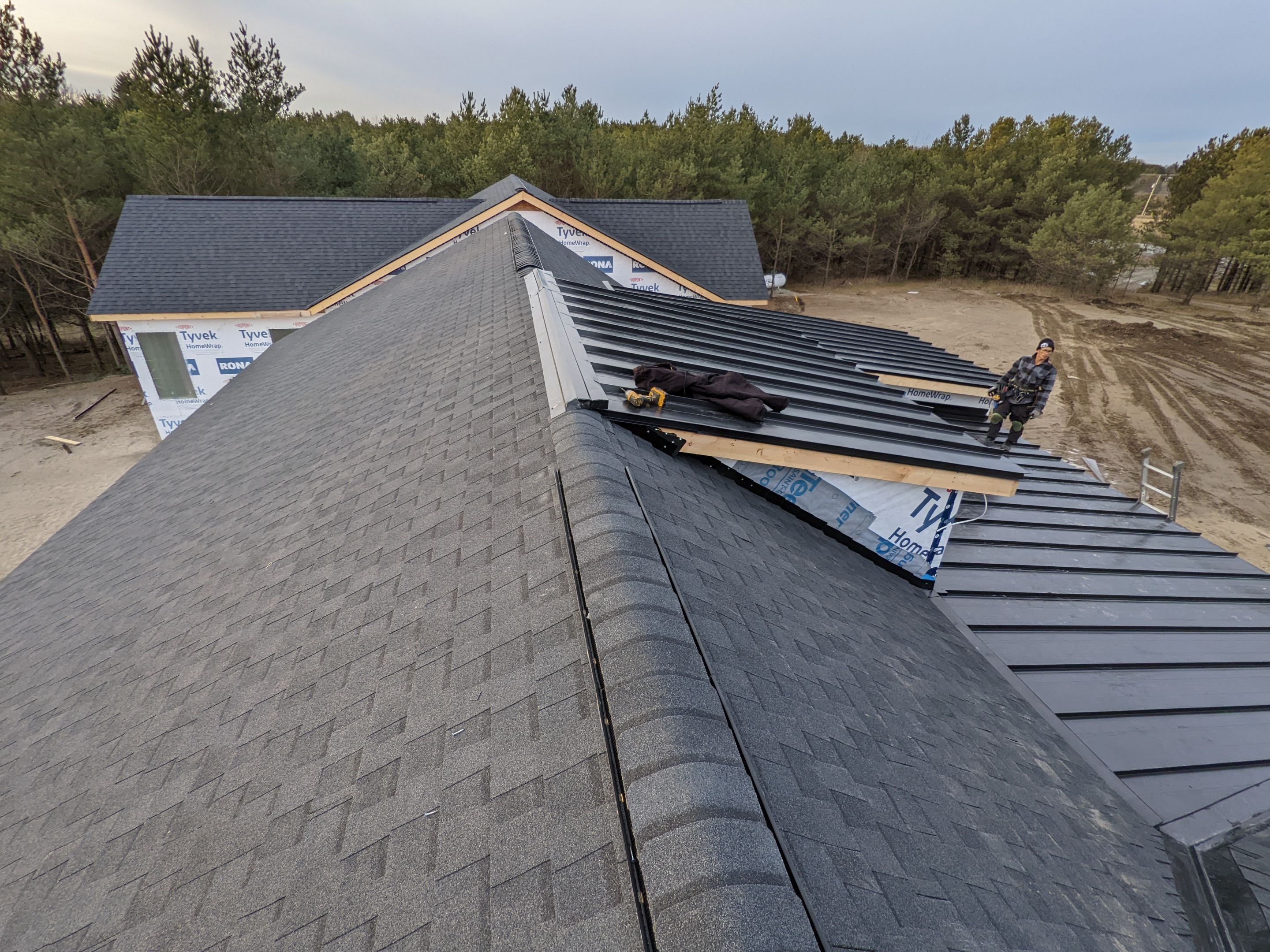 New Home Construction using 16" Standing Seam Panels, & Shingles  by Jay Carter Roofing & Sheet Metal