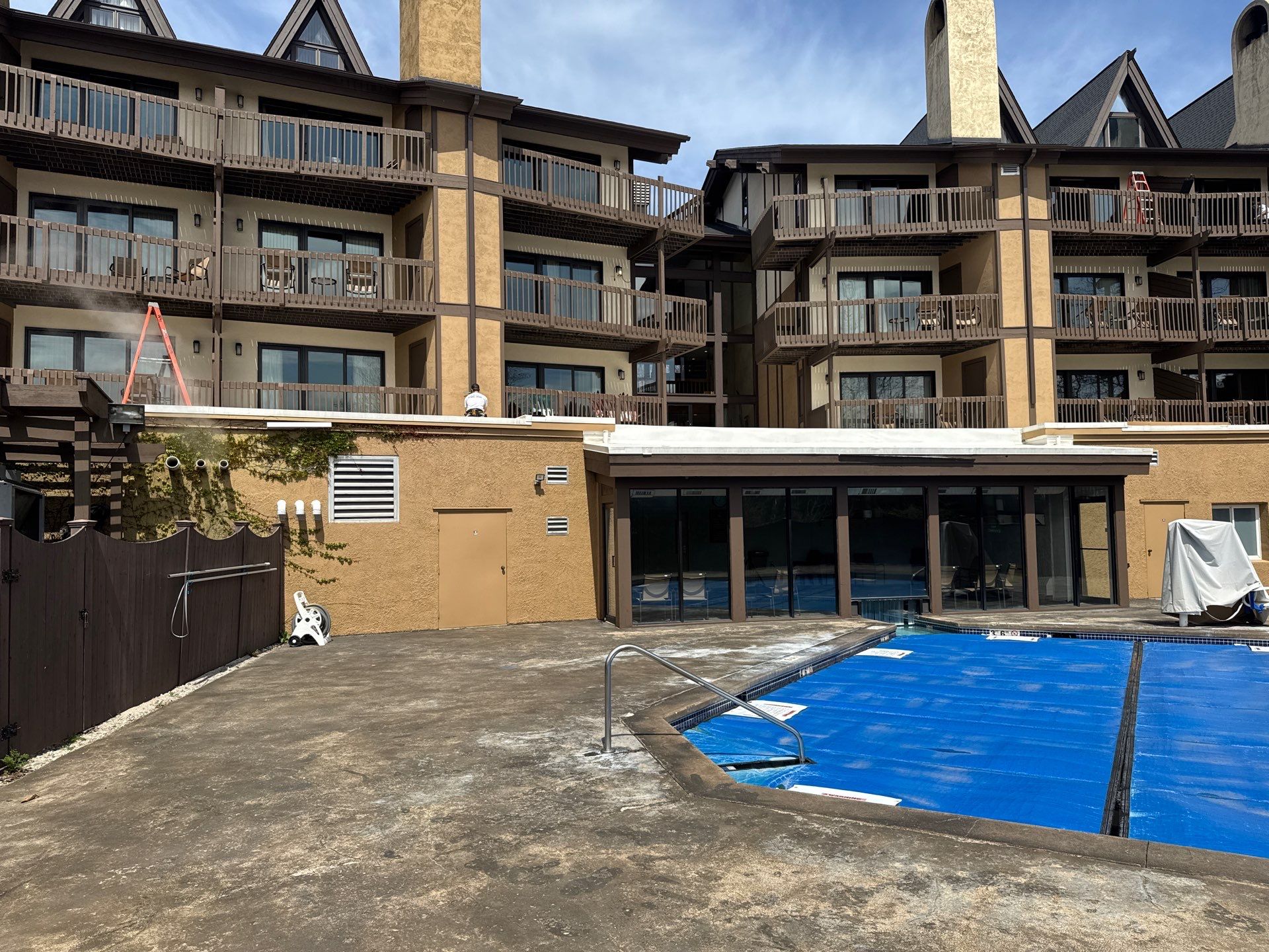 Gutter and Gutter Helmet Installation for Harbor Springs Hotel by Rainbow Seamless Systems