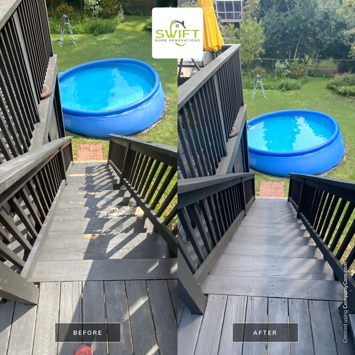 Full Exterior Trim Painting and Multi-Level Deck Staining by Swift Home Renovations