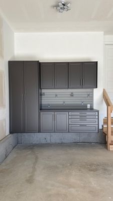Nice Clean Look With These Pewter Cabinets