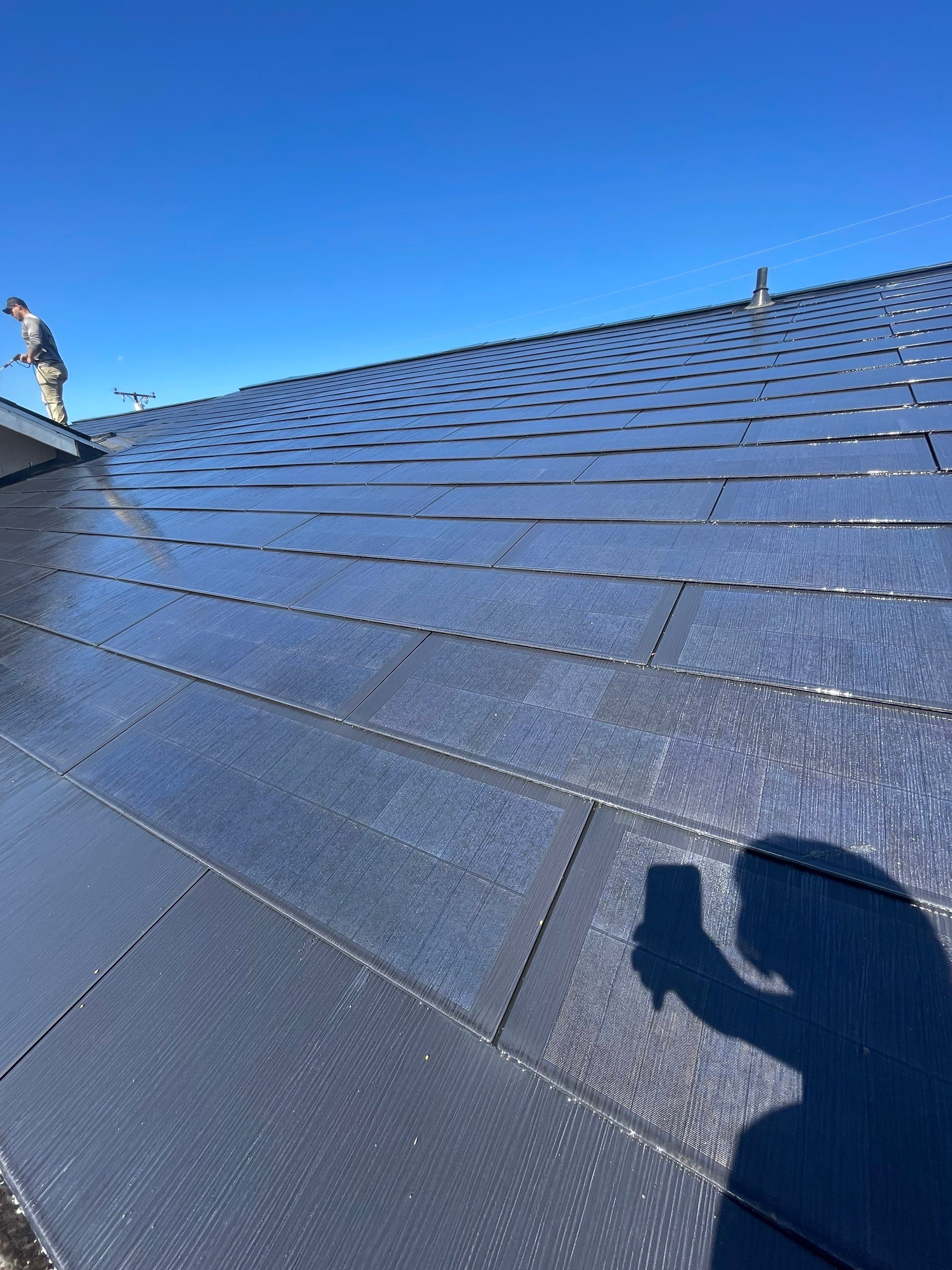 Tesla Roof Cleaning in La Verne Ca by Palm Coast Solar Cleaning
