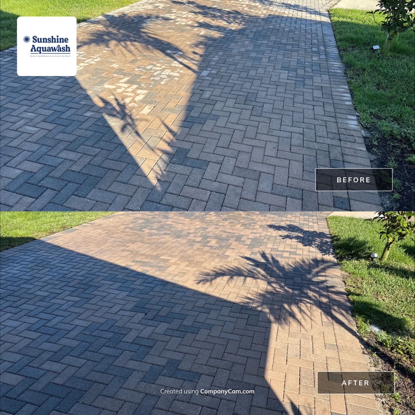 Paver Driveway Cleaning, Oil Stain Removal & Sidewalk Cleaning in Trevesta – Palmetto, FL by Sunshine AquaWash