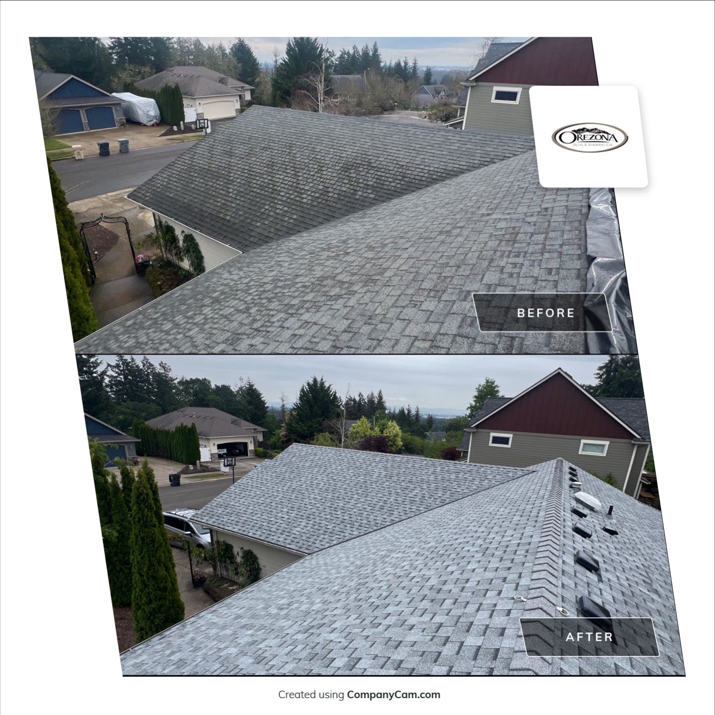 Residential Roofing Installation using IKO Cambridge (Color: Dual Grey) by Orezona Building & Roofing Company, Inc.