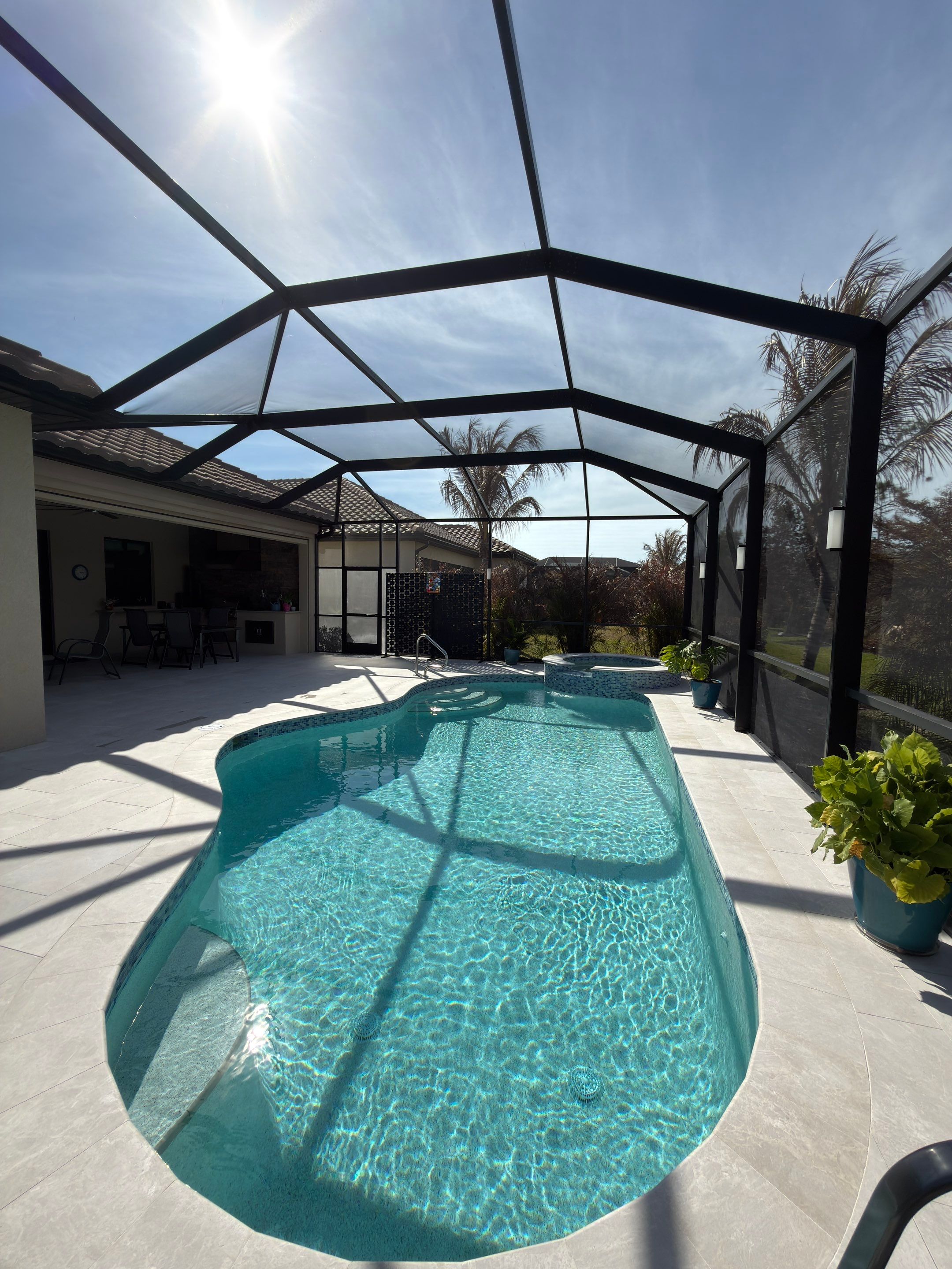 Pool Deck Renovation | Pool Coping & Tile Upgrade | Textured Marble Natural Stone - Bonita National Golf & Country Club by Old Town Pavers Llc