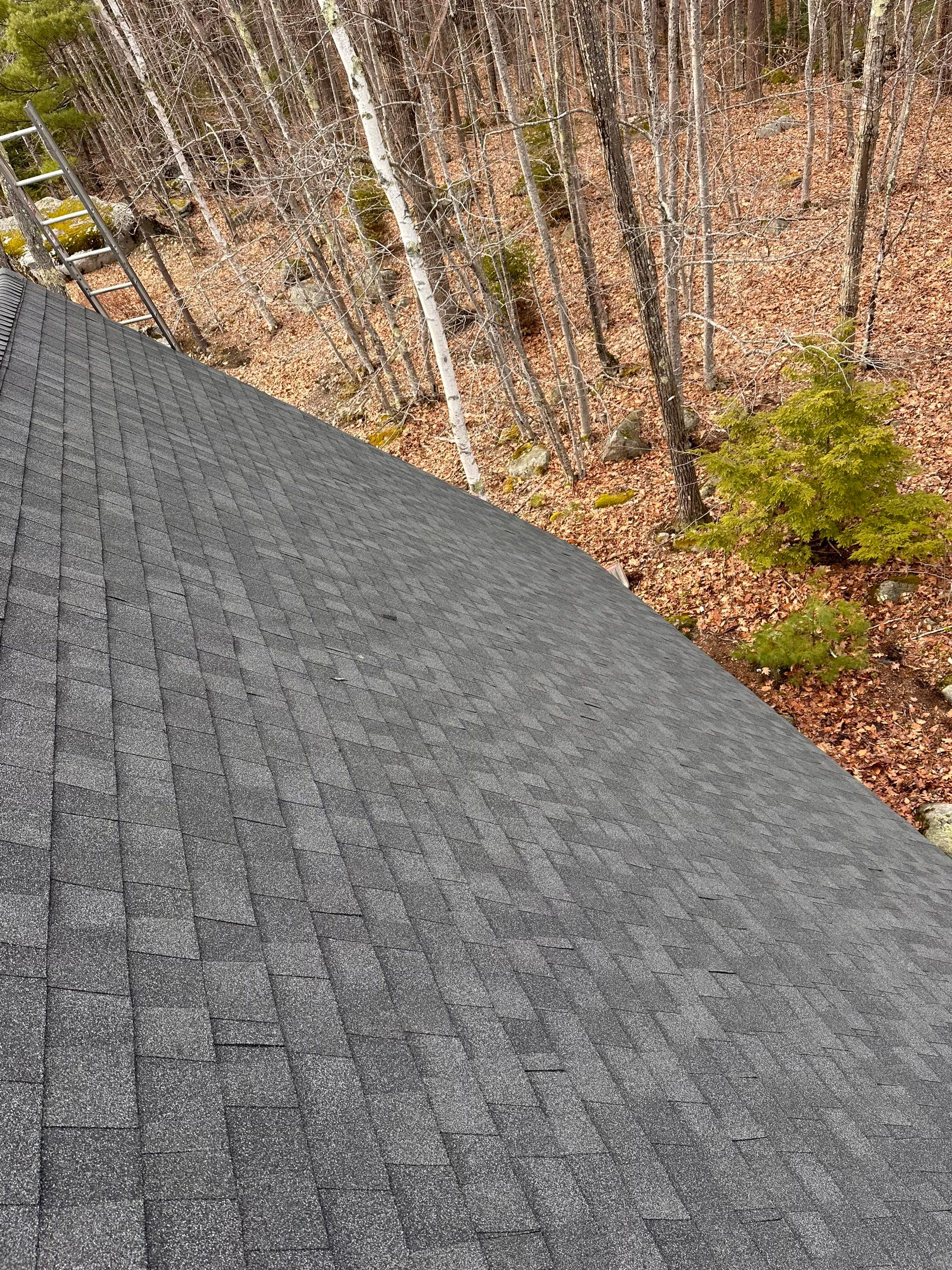 Asphalt Shingle Roof Replacement for Raymond Lakefront A-Frame Cabin by Tall pine roofing
