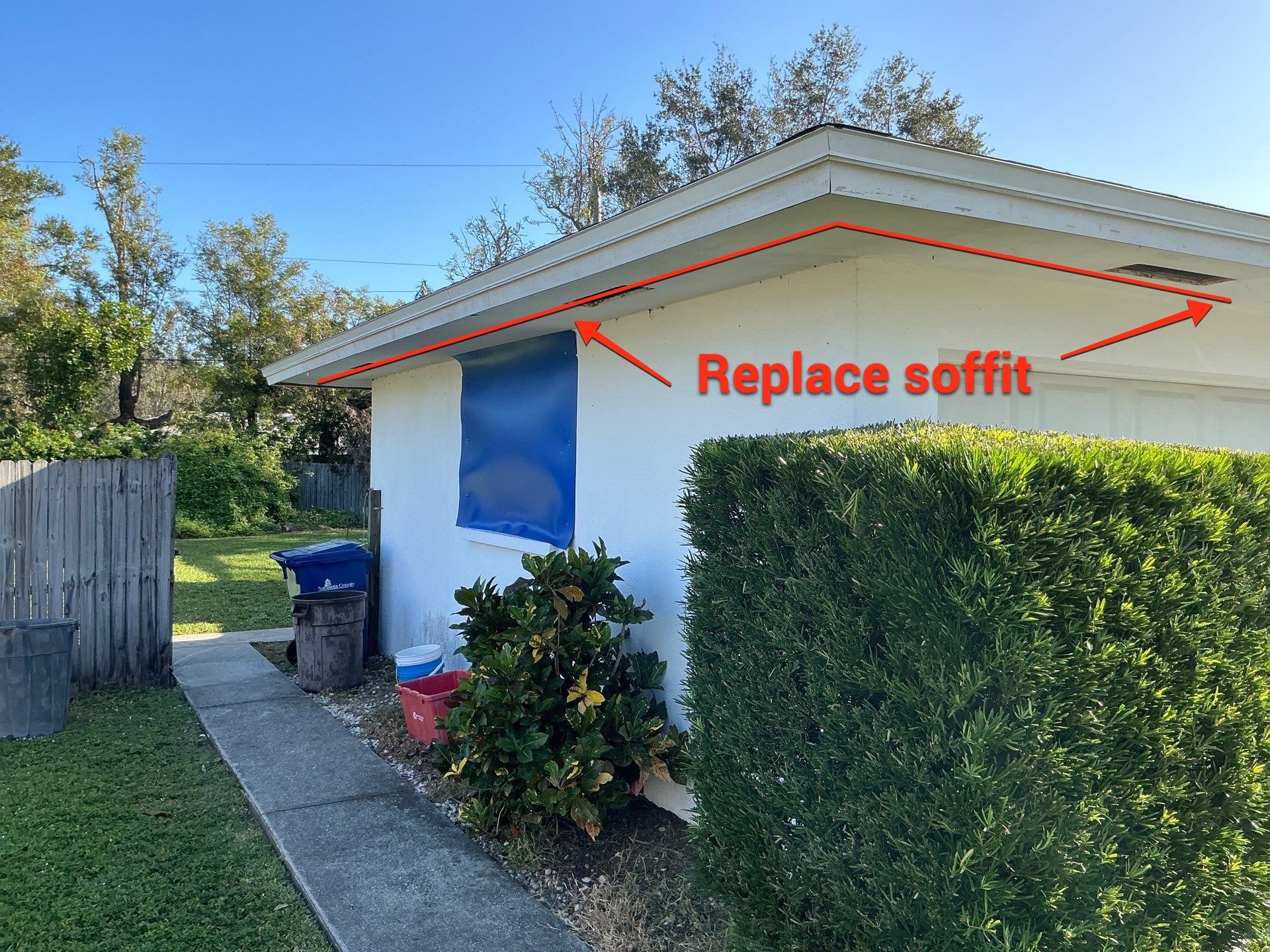 Replace soffit in Sarasota FL by Gutter Professors