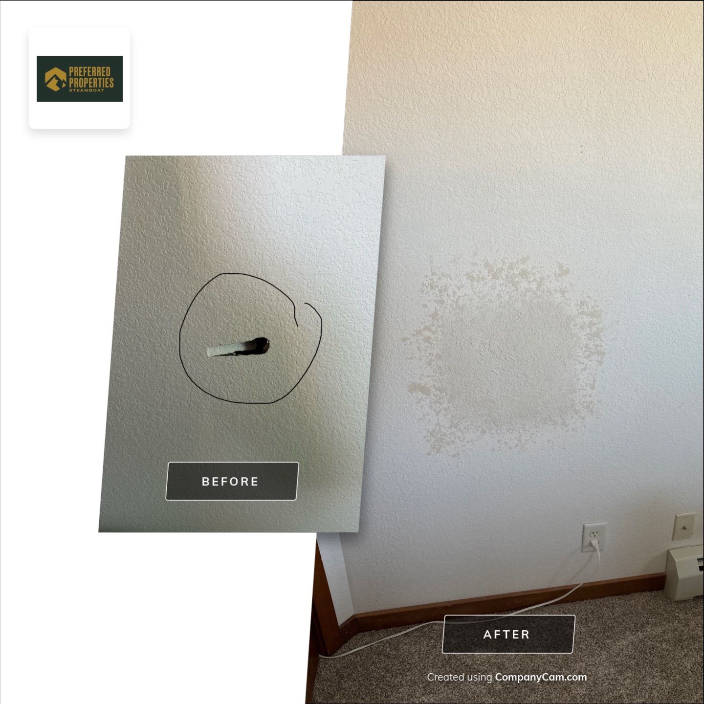 Roof leak drywall repair by Gold Peak Property Management