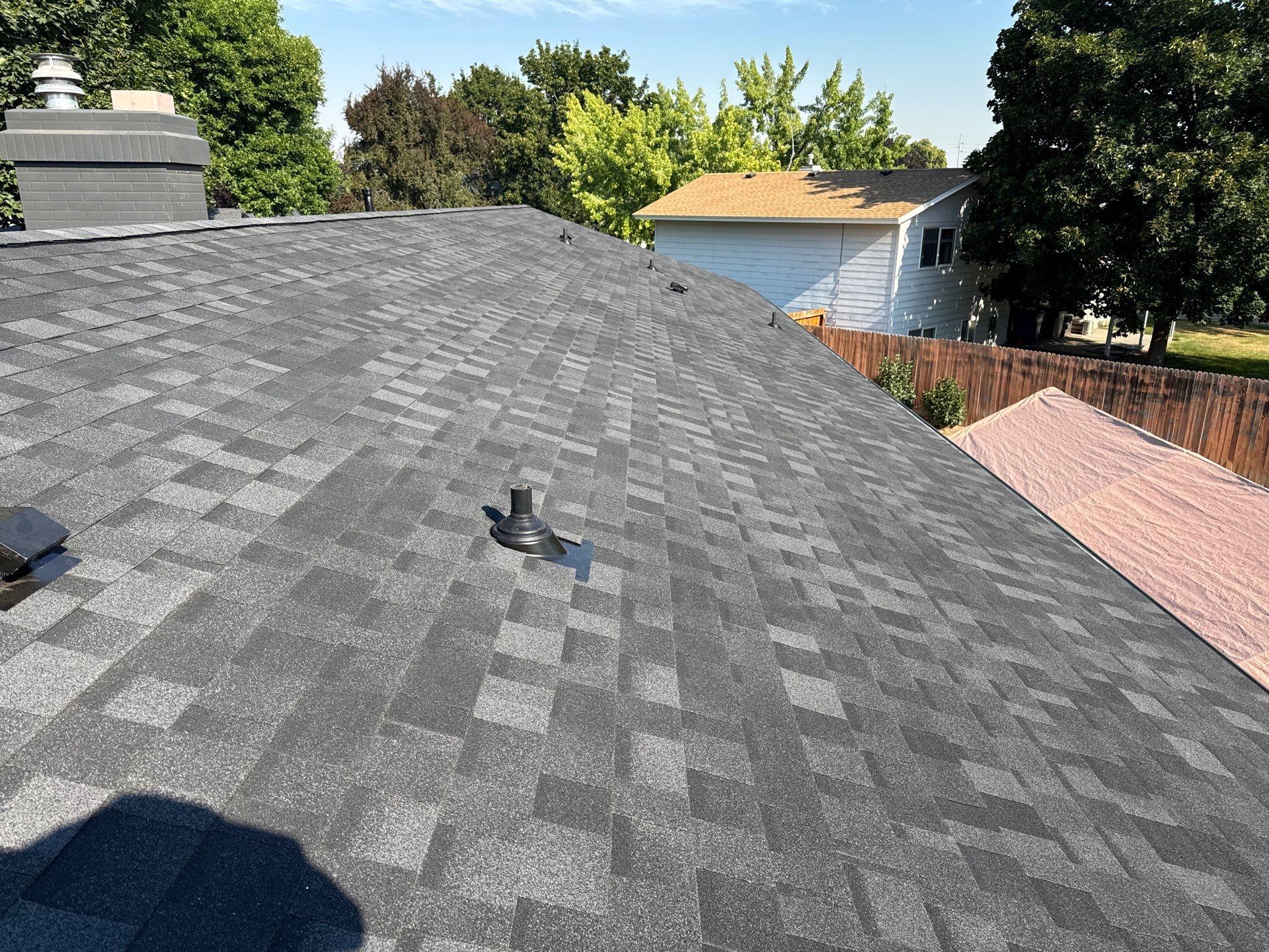 Asphalt Shingle Roof Replacement and Chimney Flashing in Boise by Olive Roofing