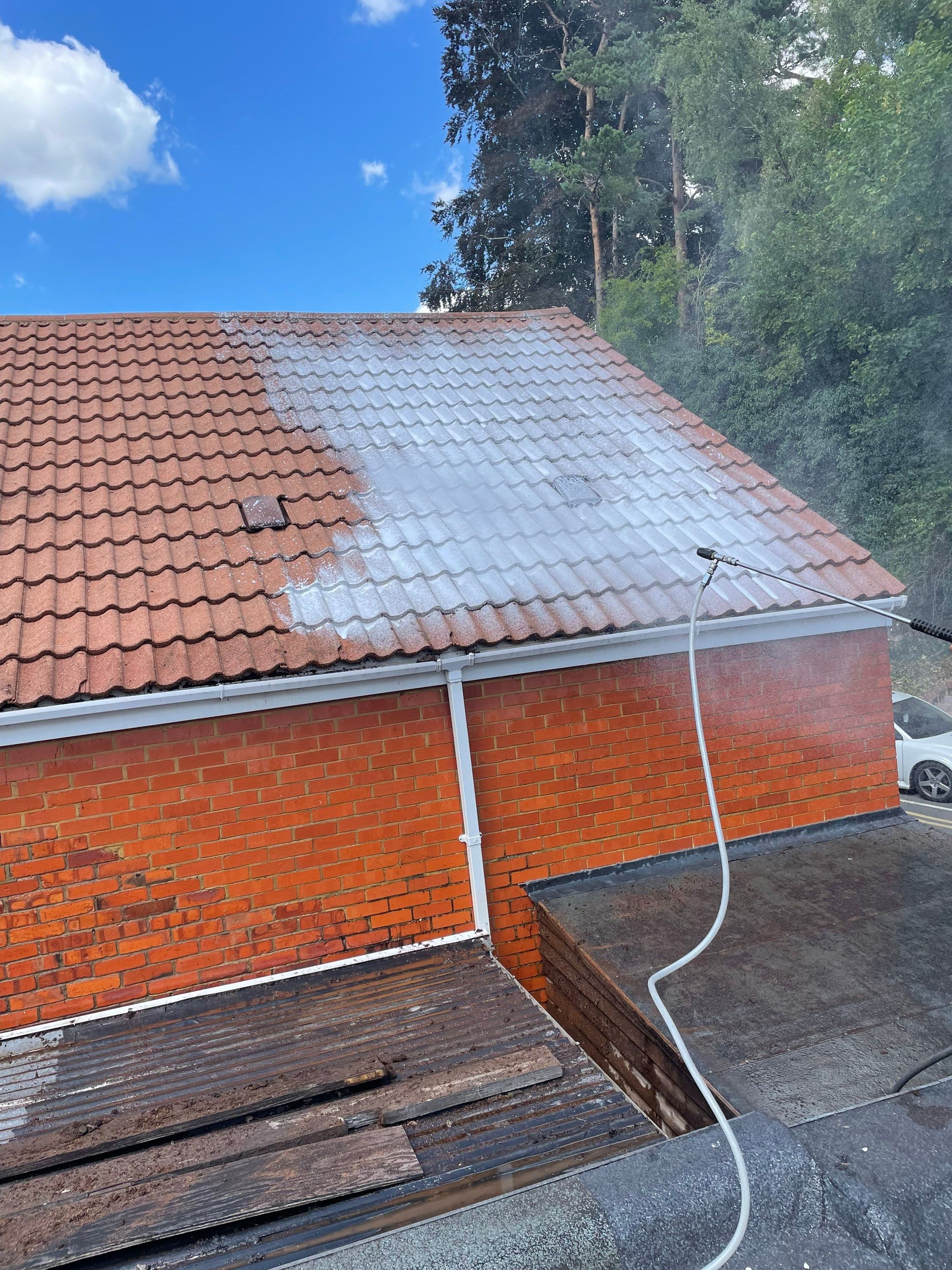 Roof Clean  - Moss Removal - Gutter Clean using Mosmatic FSC and Biocide by Ges Exterior Cleaning ltd