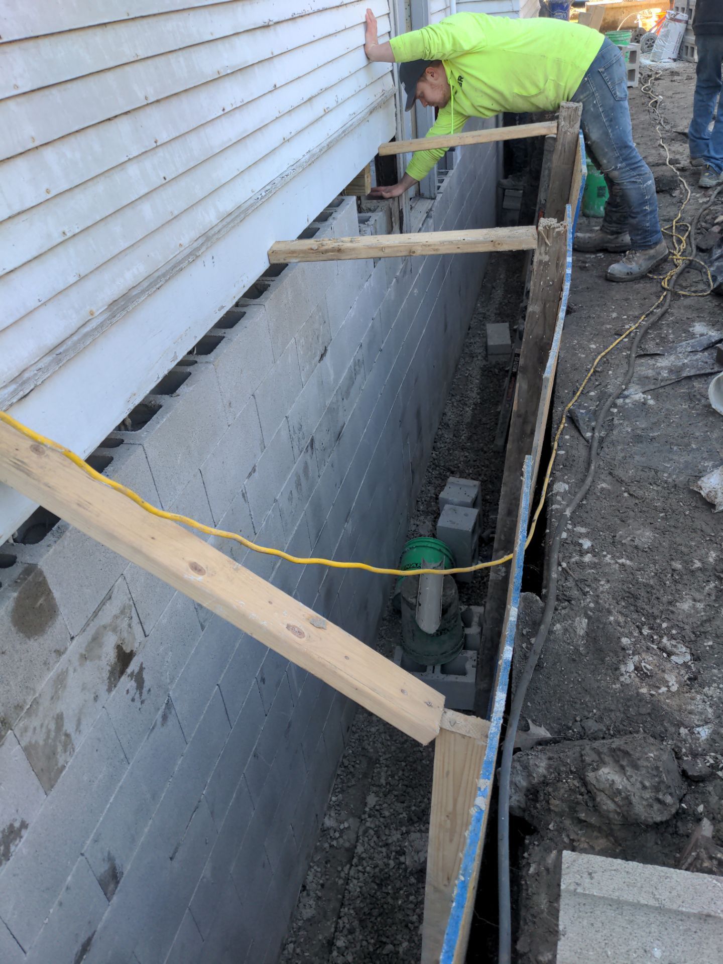 Basement Wall Rebuild with Exterior Waterproofing by Toledo Basement Repair