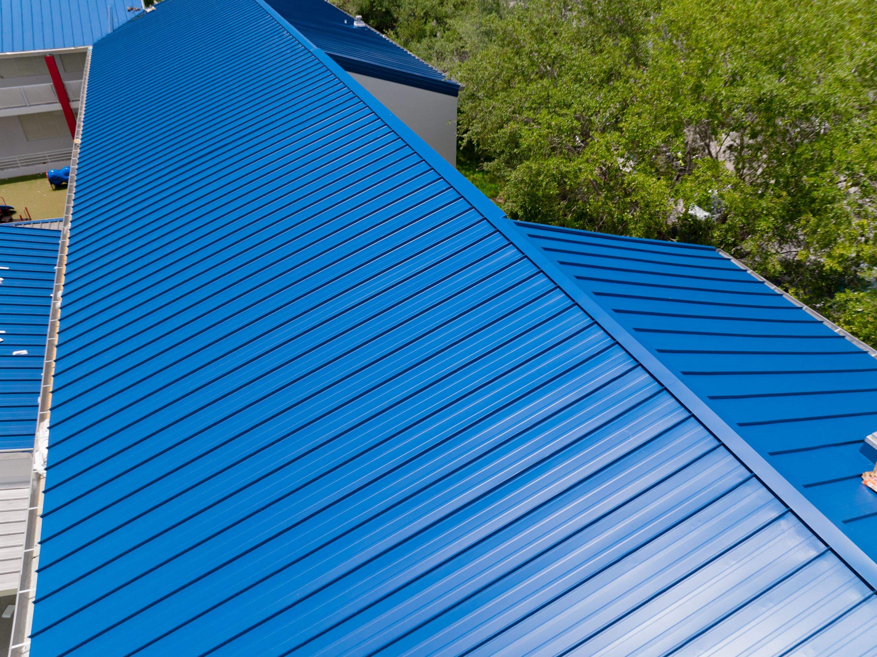 24ga 1.5" Mechanical Seam Slate Blue by Total Roofing System The Metal Roof Experts