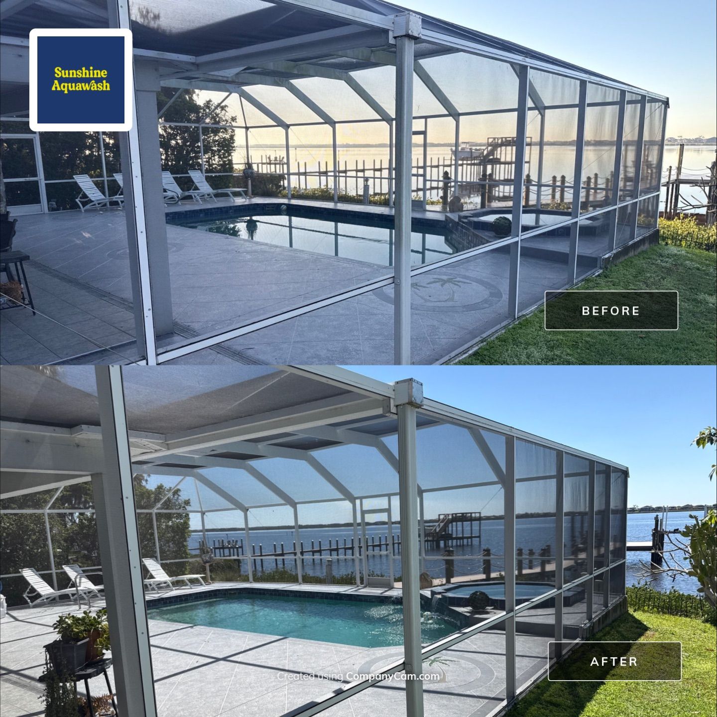 🏡 From Green to Clean! 🌊 Epic House & Pool Cage Cleaning on the Manatee River | Ellenton, FL 💦 by Sunshine AquaWash
