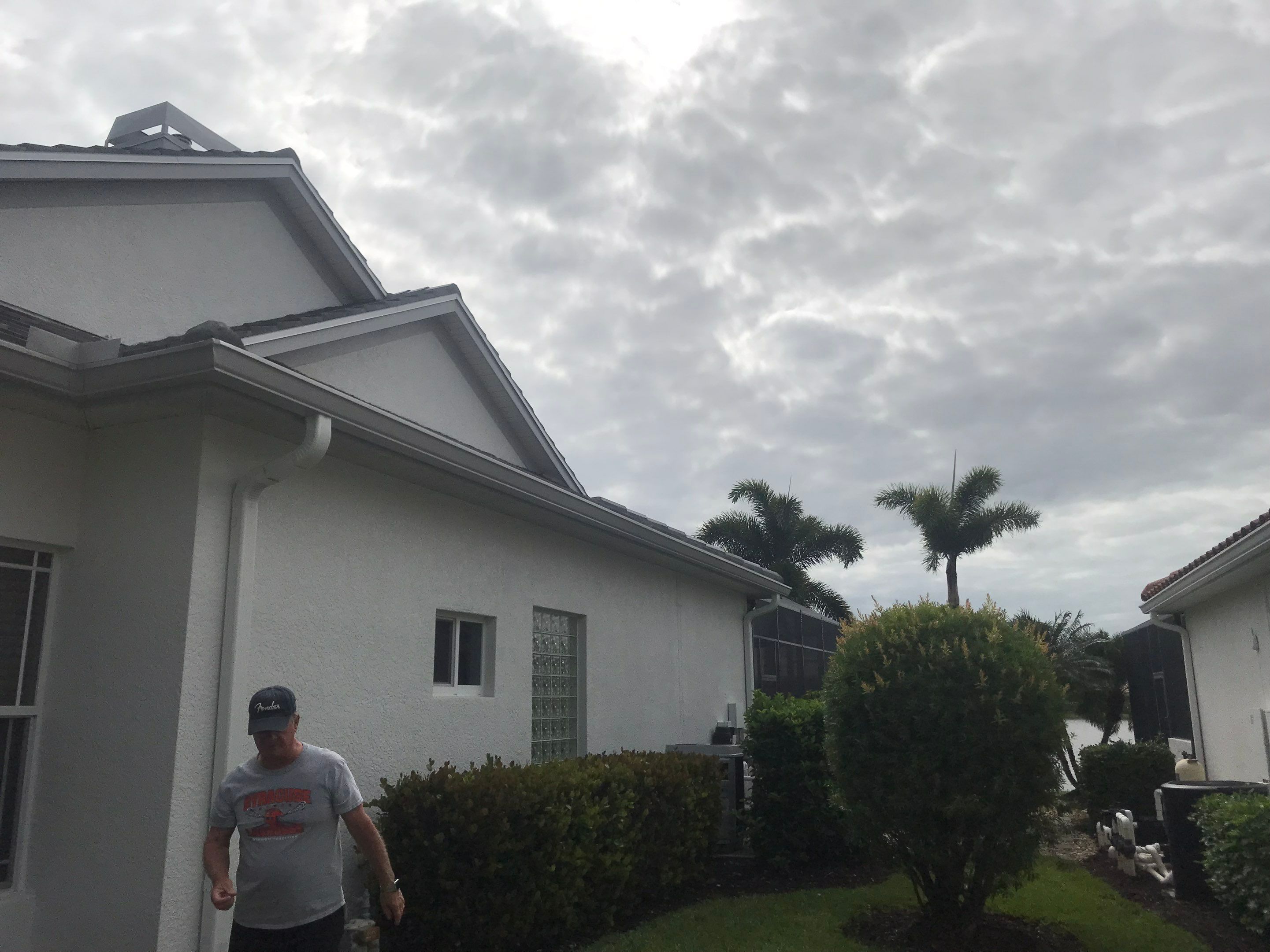 7-inch Grey Gutter Installation and White Downspouts in Fort Myers FL  by Gutter Professors