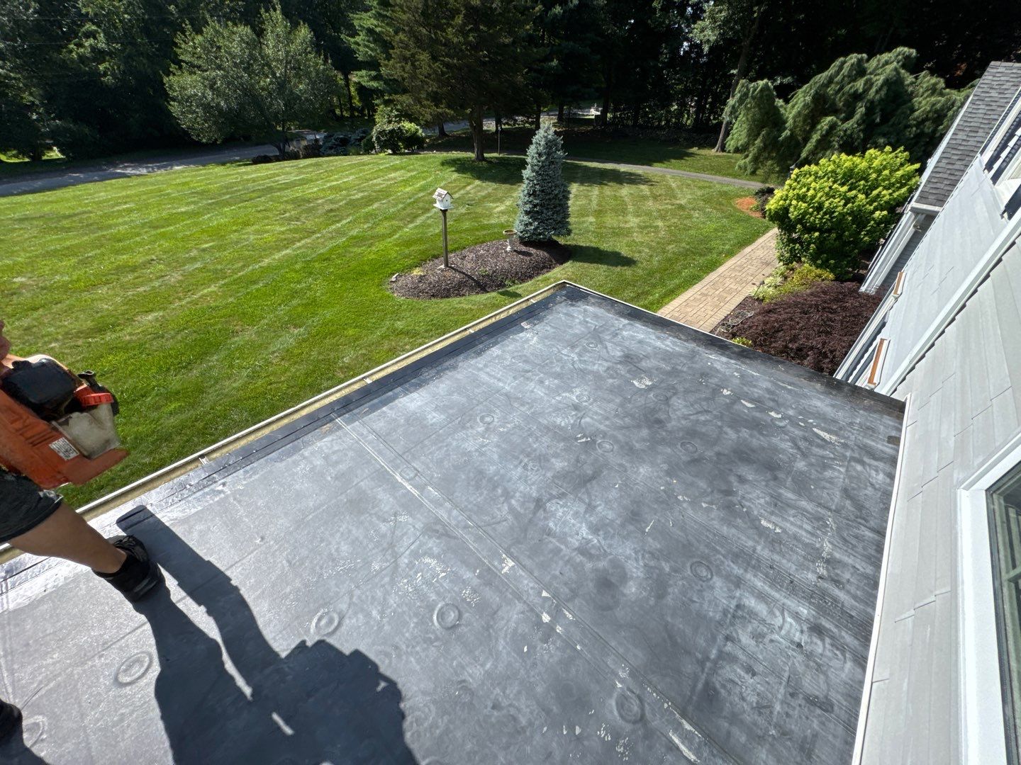 Railing replacement and new EPDM roof  by DiGiorgi Roofing and Siding Inc