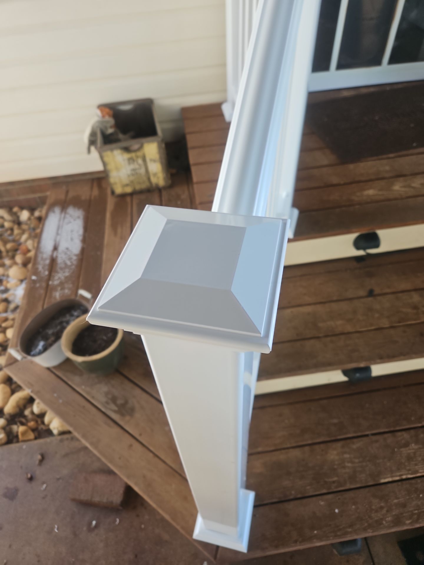 Carport Entry Vinyl Railing Install by A Step Above Handy LLC