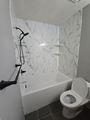 New bathtub and flooring