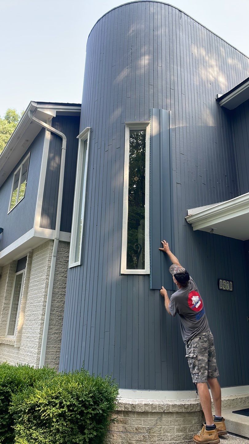 Siding Replacement using CertainTeed Board & Batten Pacific Blue by 180 Contractors