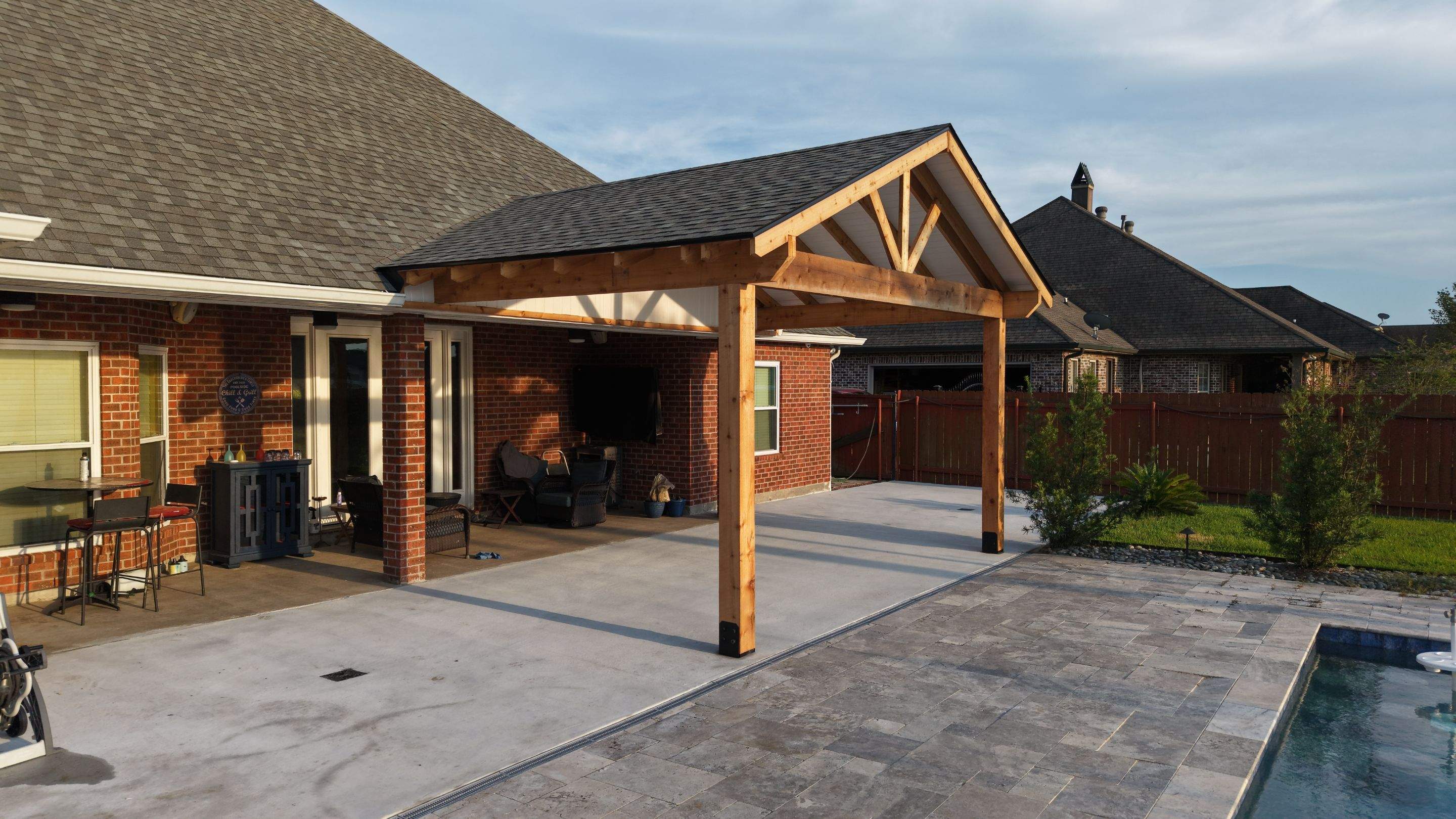 Cedar Patio Cover in Belle Chasse by HDS Contractors