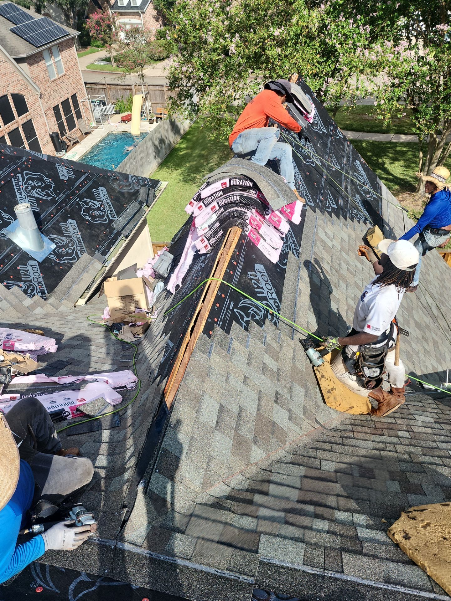 Residential Roofing Installation using Owen's Corning Duration (Lifetime) Shingles by Roof Repair Company