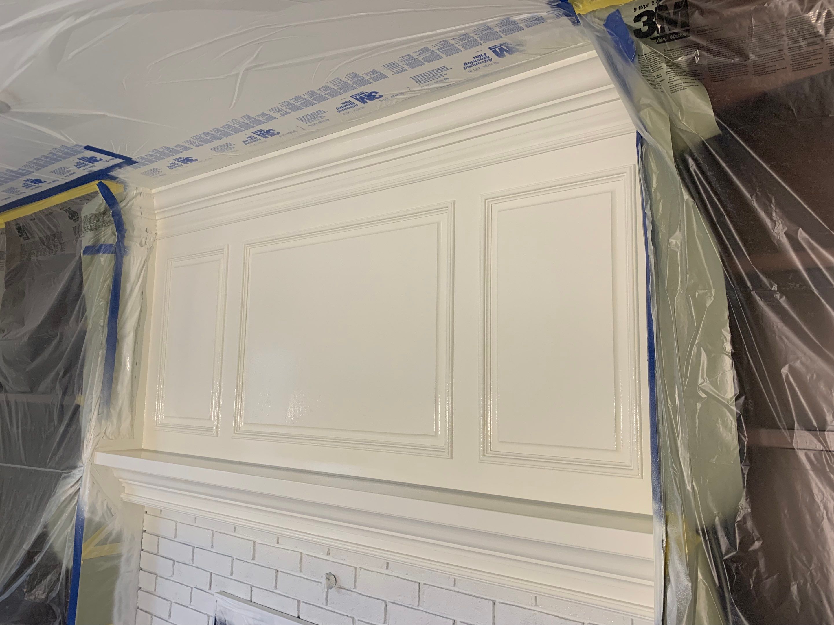 Fireplace/Mantle and Painting Stenciled Walls by Empire Painting Services, LLC