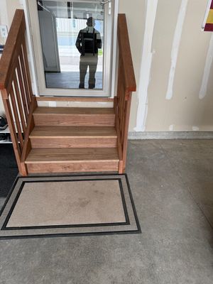 Garage Interior Finishing and Custom Wood Step Construction in Sioux Falls
