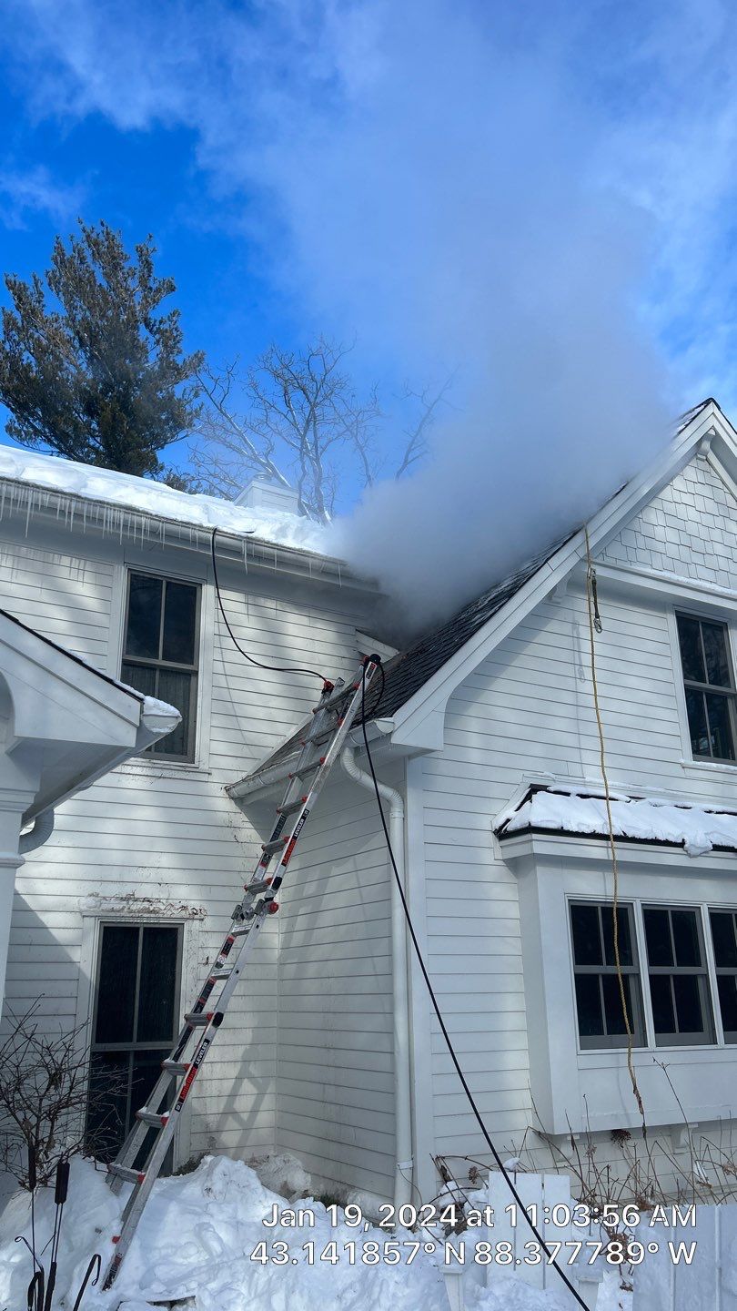 Roof Snow And Ice Dam Removal using Steamer by Stendahl Services