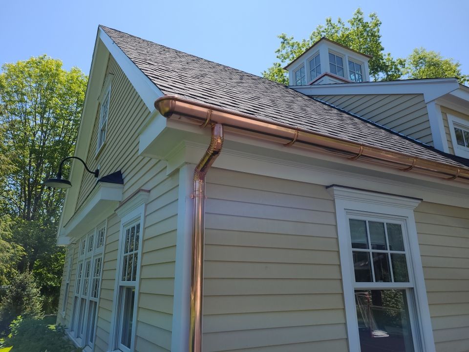 Gutter Installation using 6" Half Round Copper Gutter in Norwell, MA by Gutter Pro Enterprises