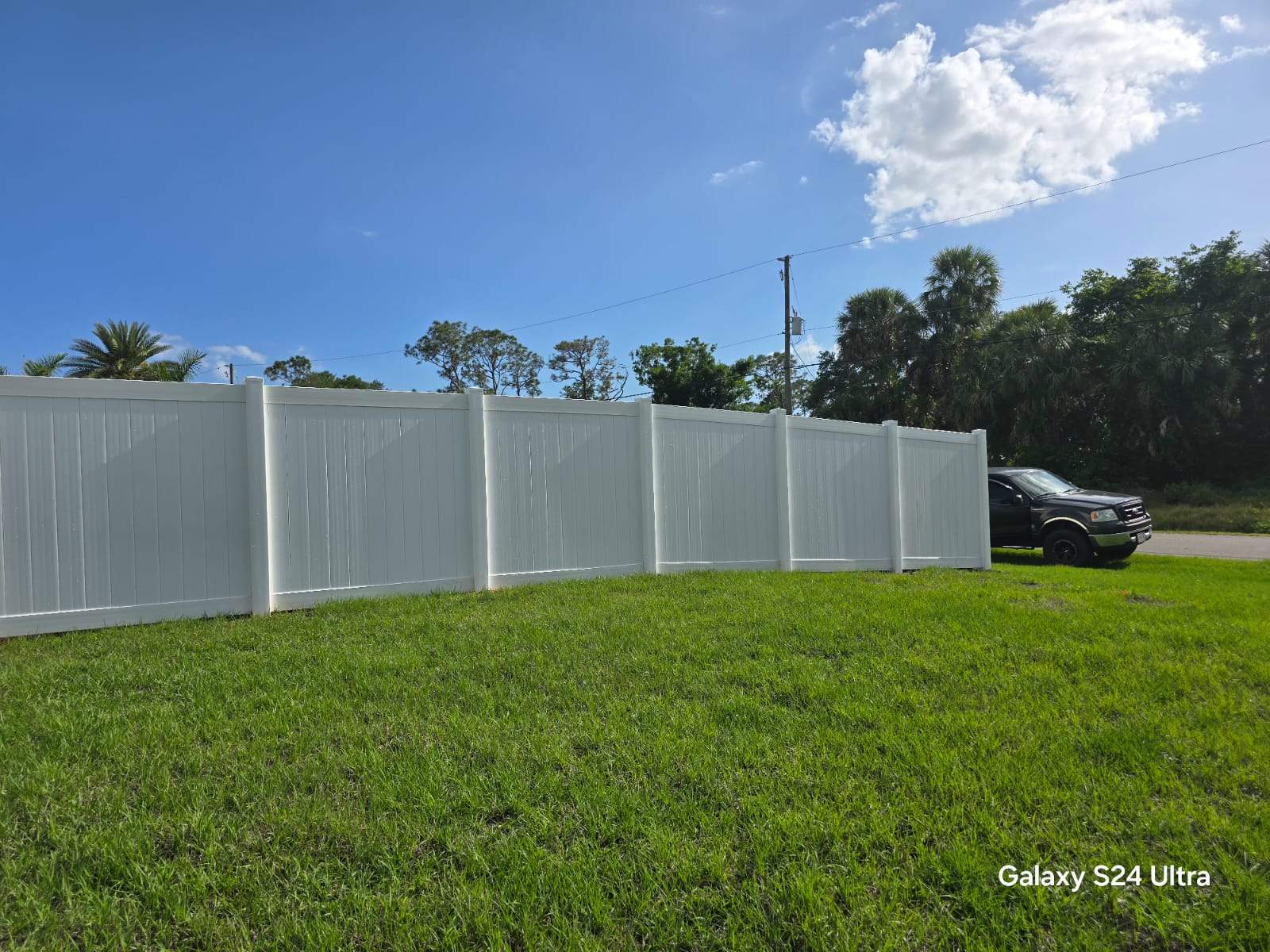 Residential White Vinyl Privacy Fence Installation in North Port by True Fence LLC